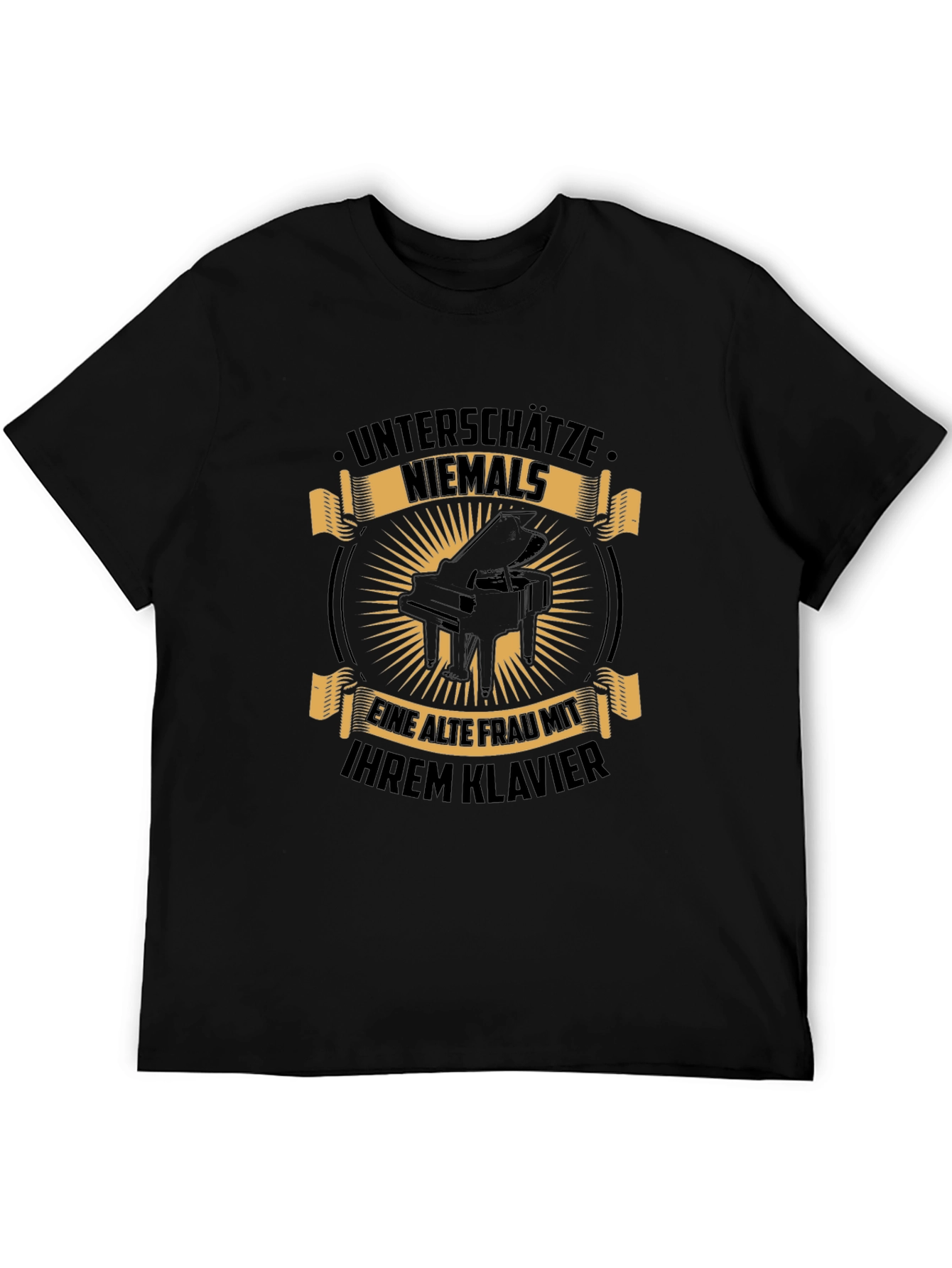 Black Black "Never Underestimate" Piano T-Shirt view 5