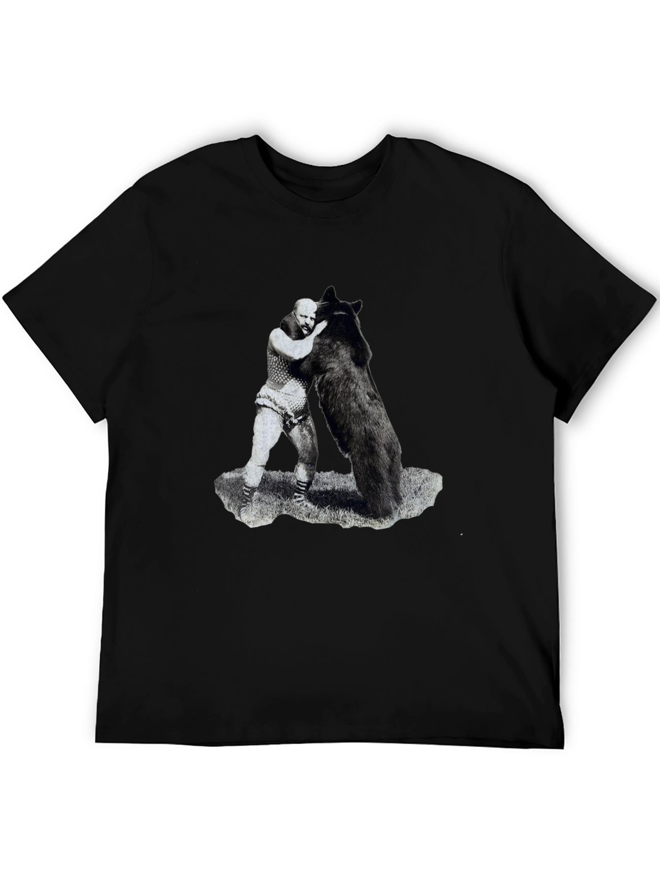 Black Man vs Bear Graphic T-Shirt - Black view 5