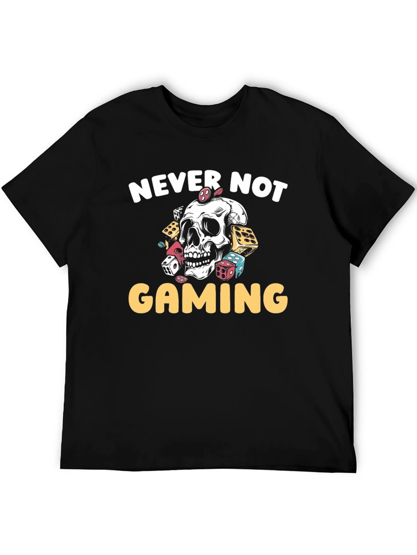 Never Not Gaming T-Shirt - Skull & Dice Design - 5
