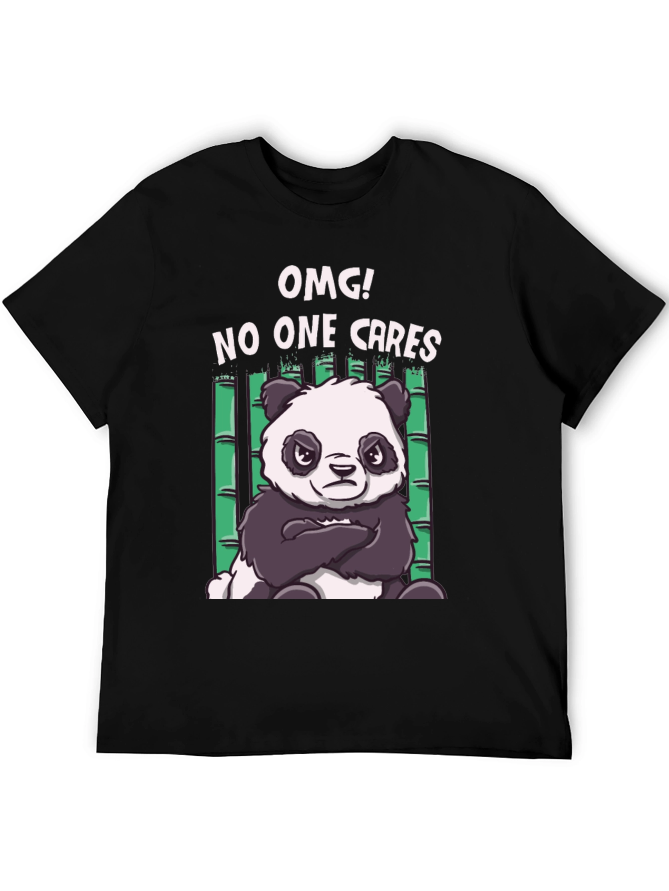 Black OMG! No One Cares Panda T-Shirt view 5