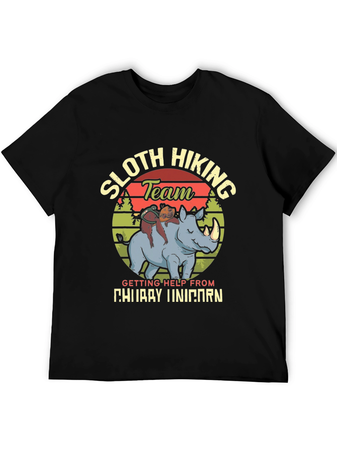 Black Sloth Hiking Team 'Chubby Unicorn' T-Shirt view 5