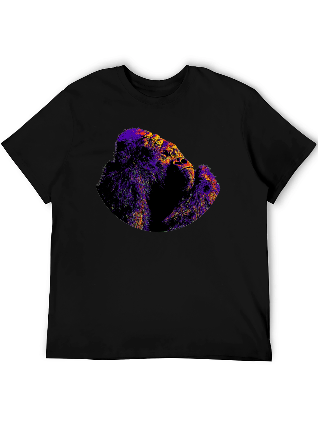 Black Abstract Gorilla Graphic Black Tee view 5