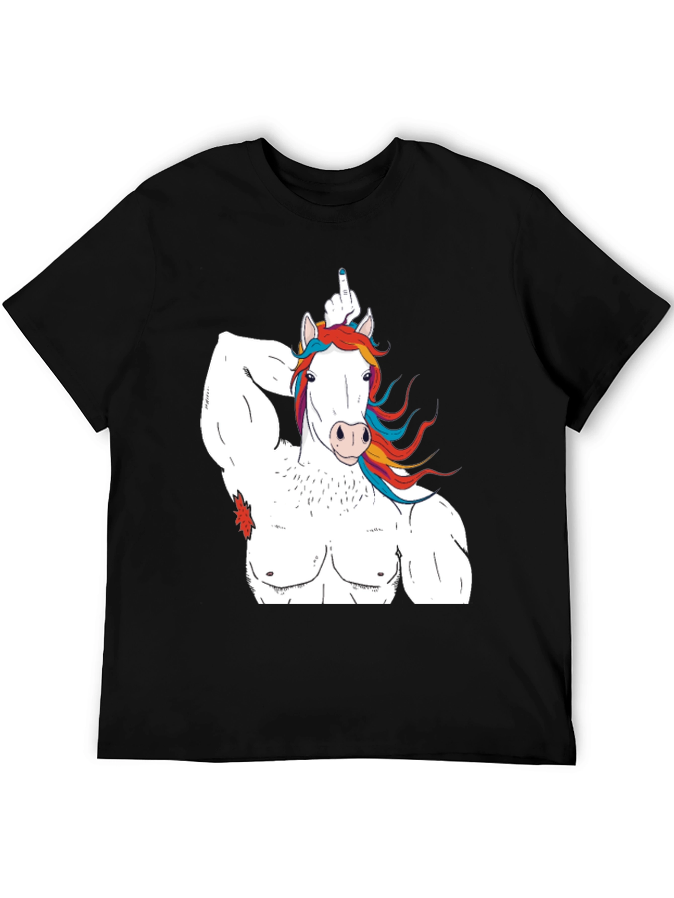 Black Unicorn Bodybuilder Funny Graphic T-Shirt view 5