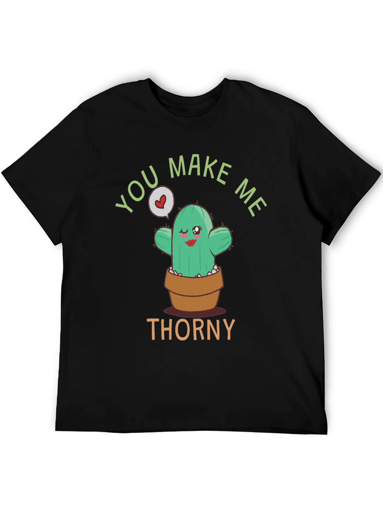 Black You Make Me Thorny T-Shirt - Cute Cactus Graphic Tee view 5
