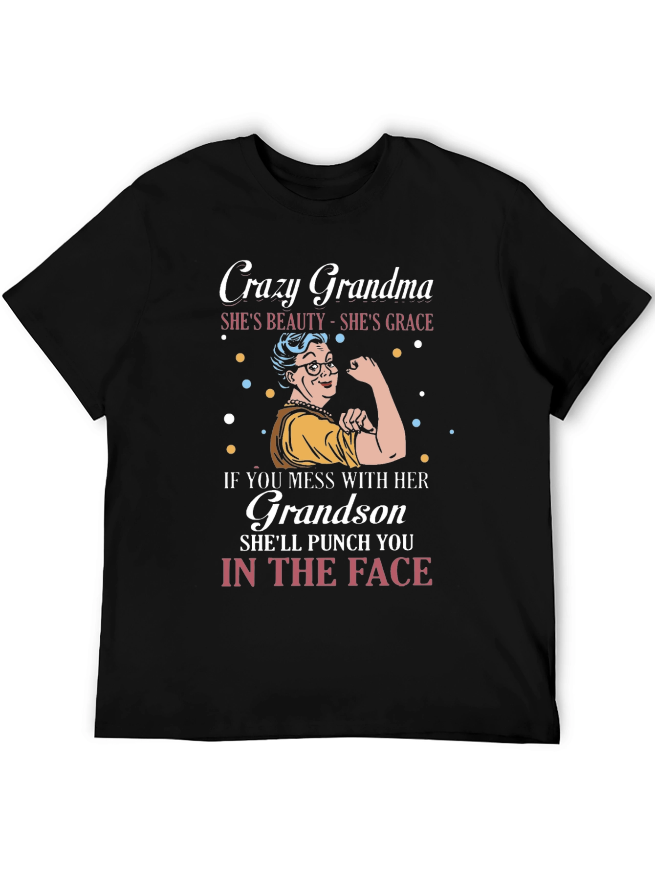 Black Crazy Grandma T-Shirt - Gift for Grandmother view 5