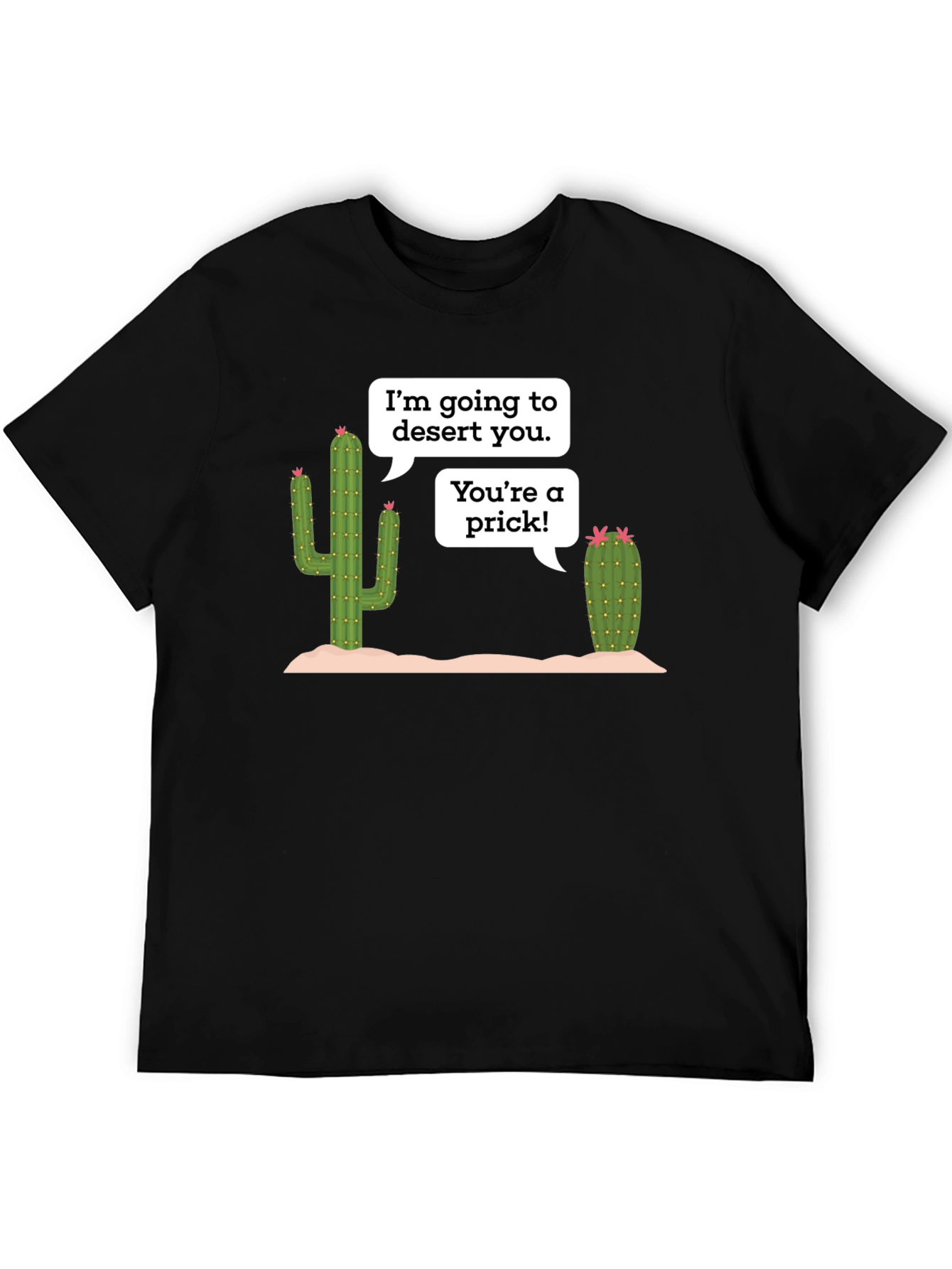 Black Desert Humor T-Shirt: Prickly Cactus Conversation view 5
