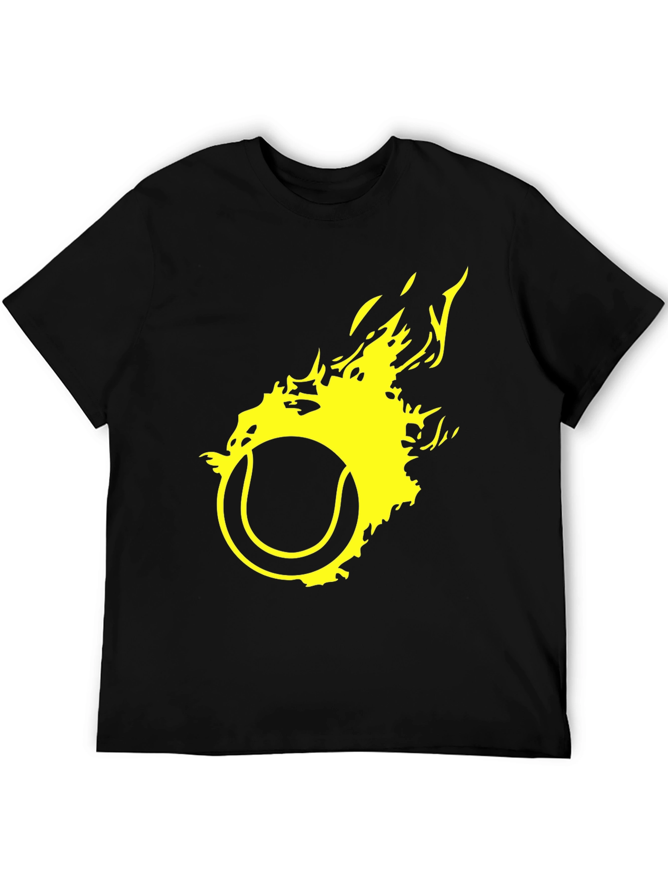 Black Fiery Tennis Ball Graphic T-Shirt view 5