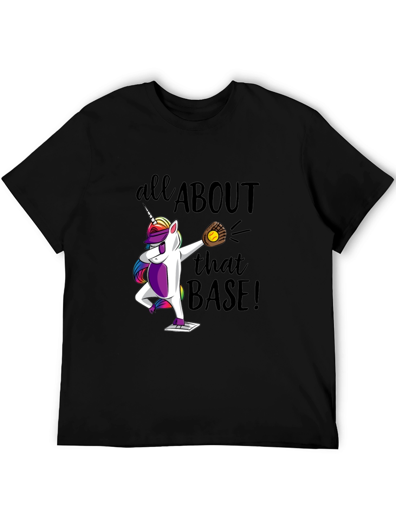 Black Unicorn Baseball Dab T-Shirt: All About That Base! view 5