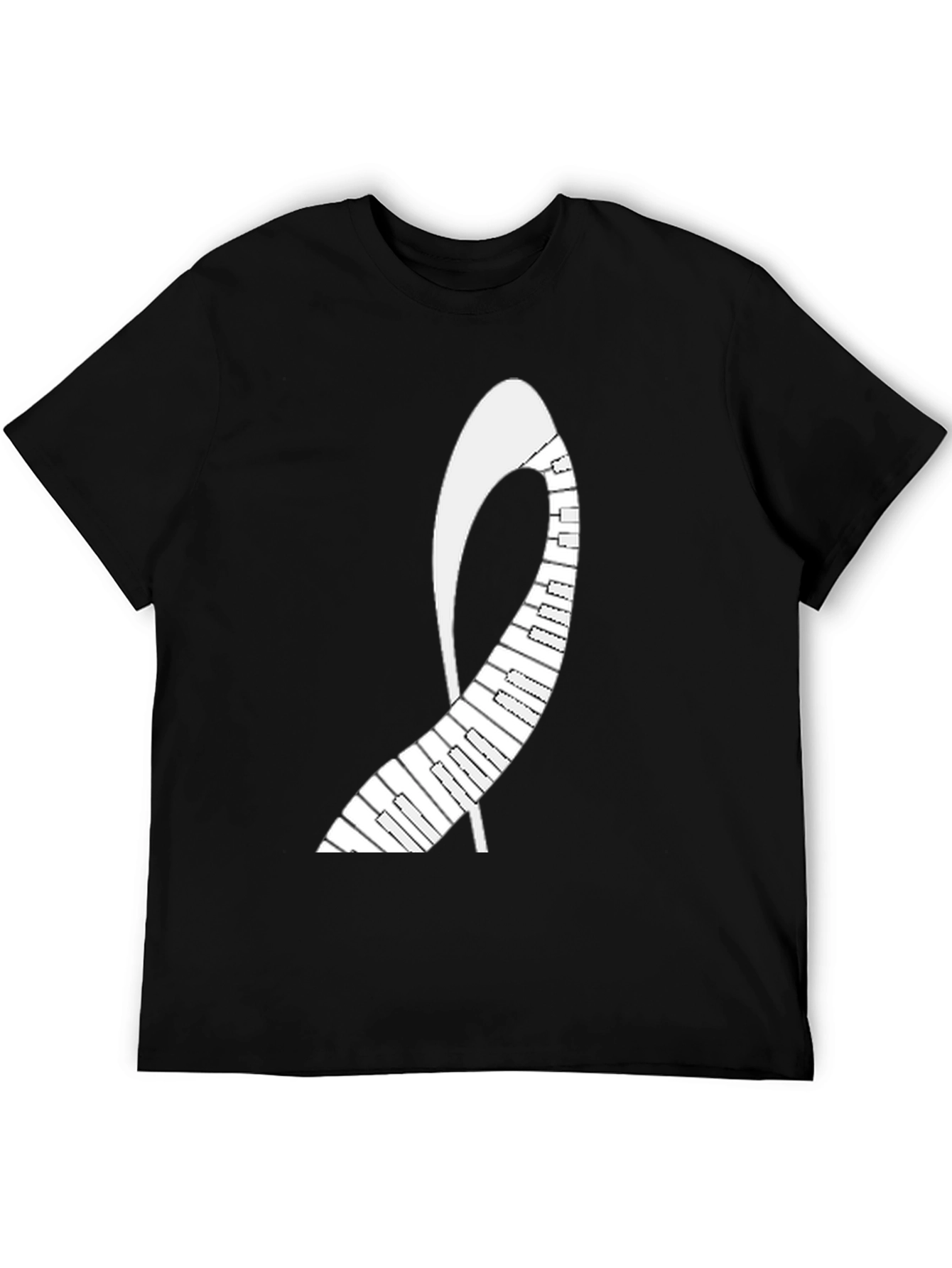 Black Piano Keys Abstract Graphic Tee - Black Unisex T-Shirt view 5