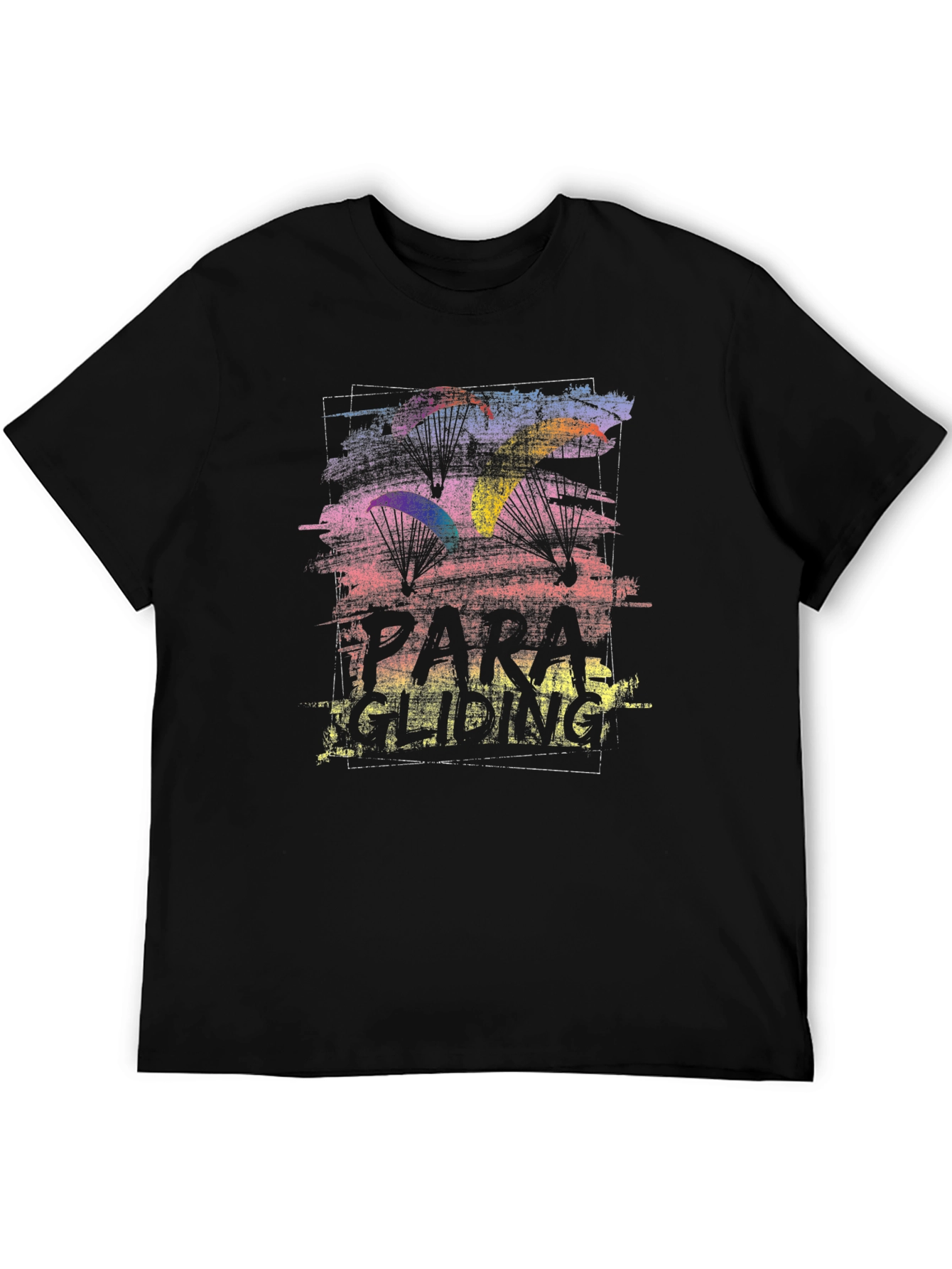 Black Paragliding Graphic T-Shirt - Black Cotton Tee view 5