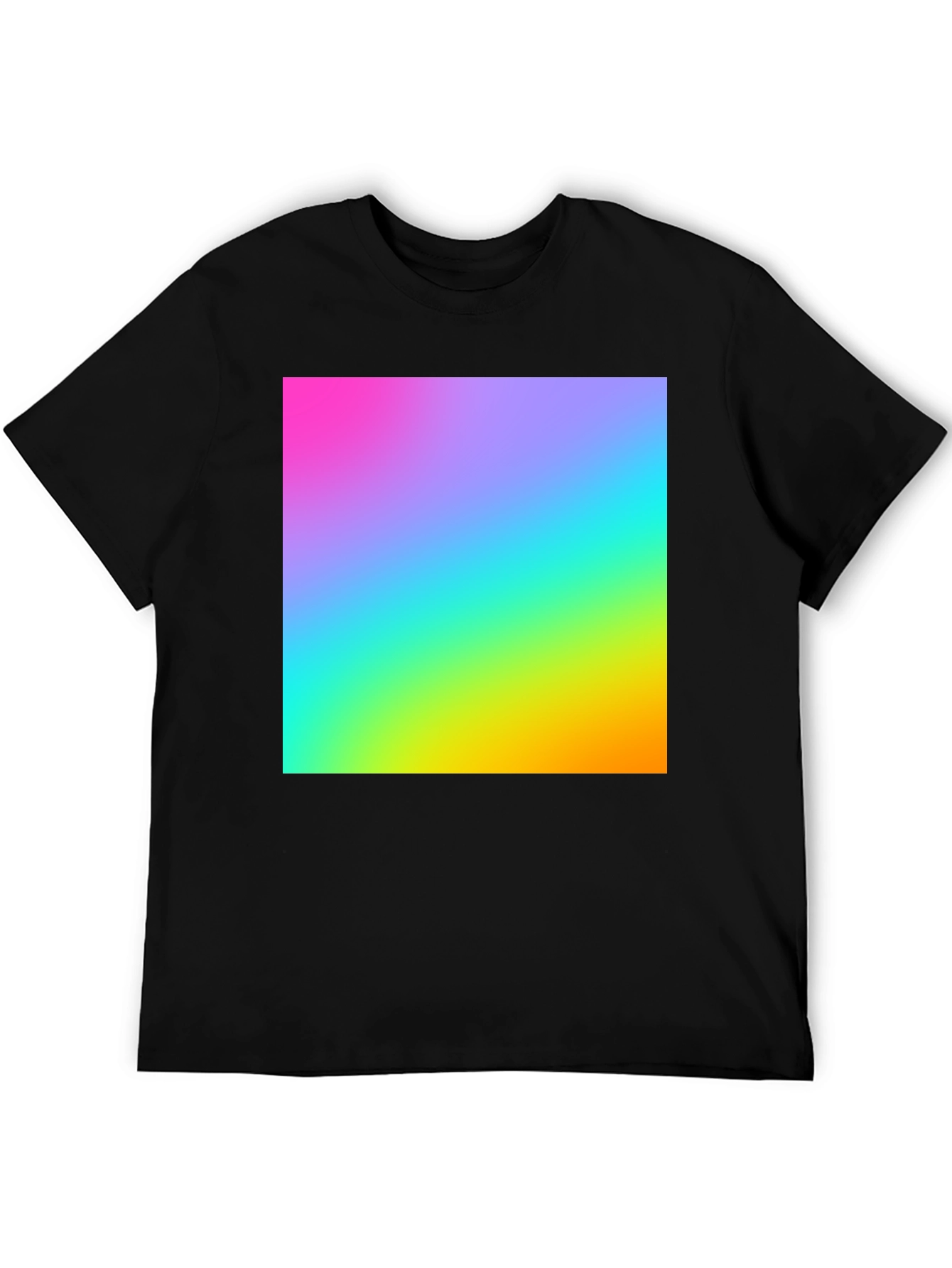 Black Gradient T-Shirt - Vibrant Rainbow Design view 5