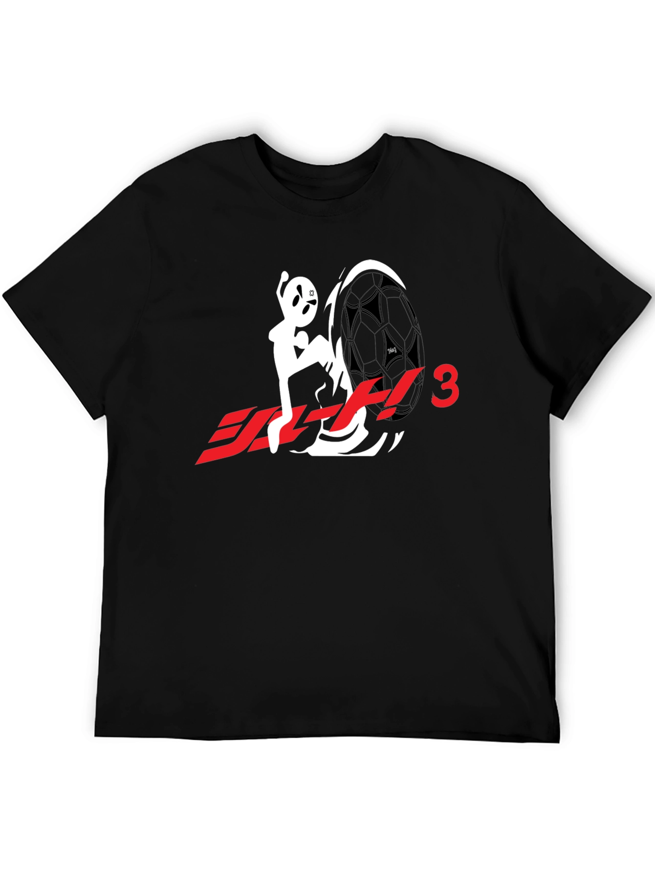 Black Soccer Ball Kick Black T-Shirt view 5