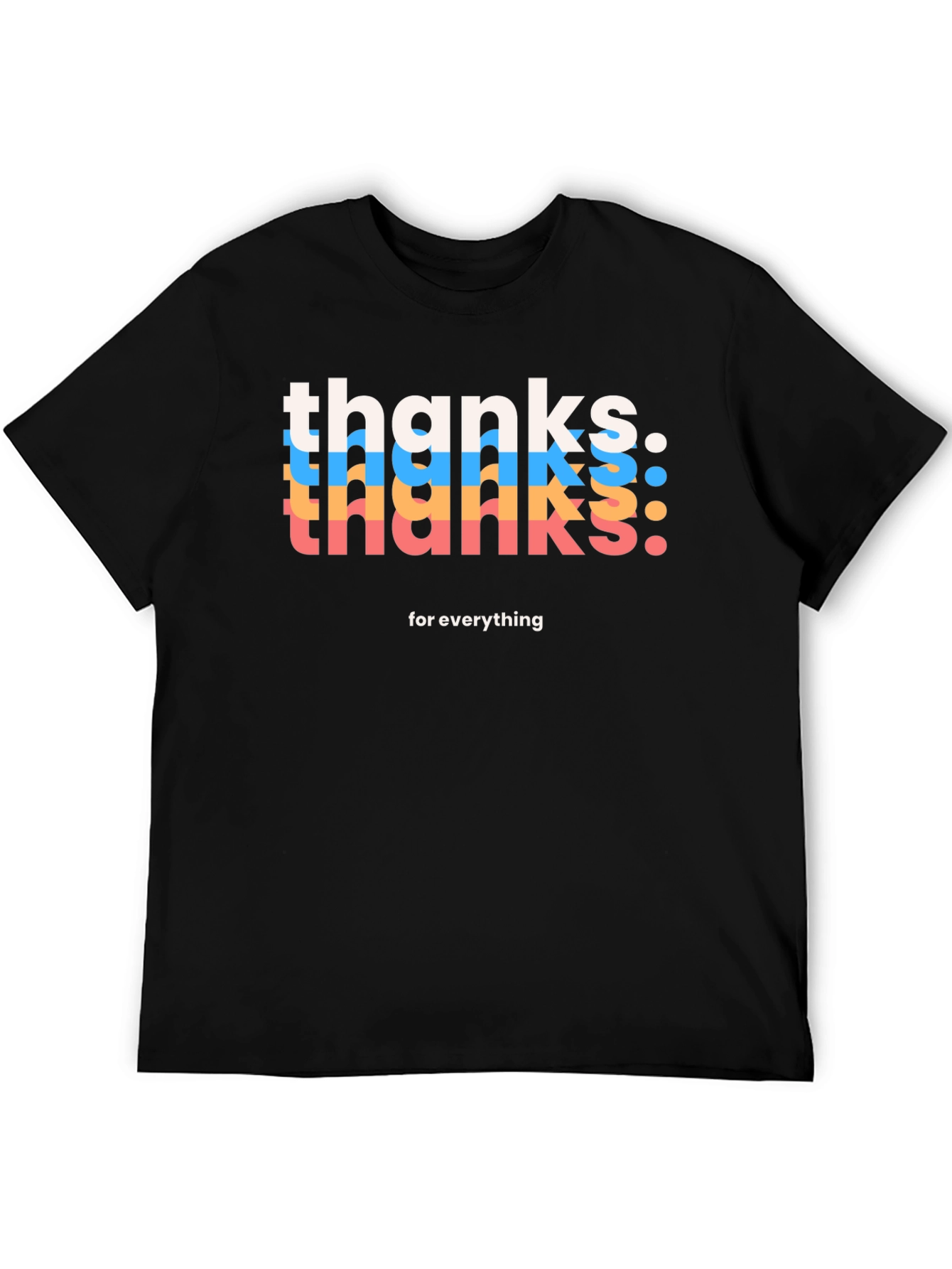 Black Trendy Thanks Graphic Black T-Shirt view 5