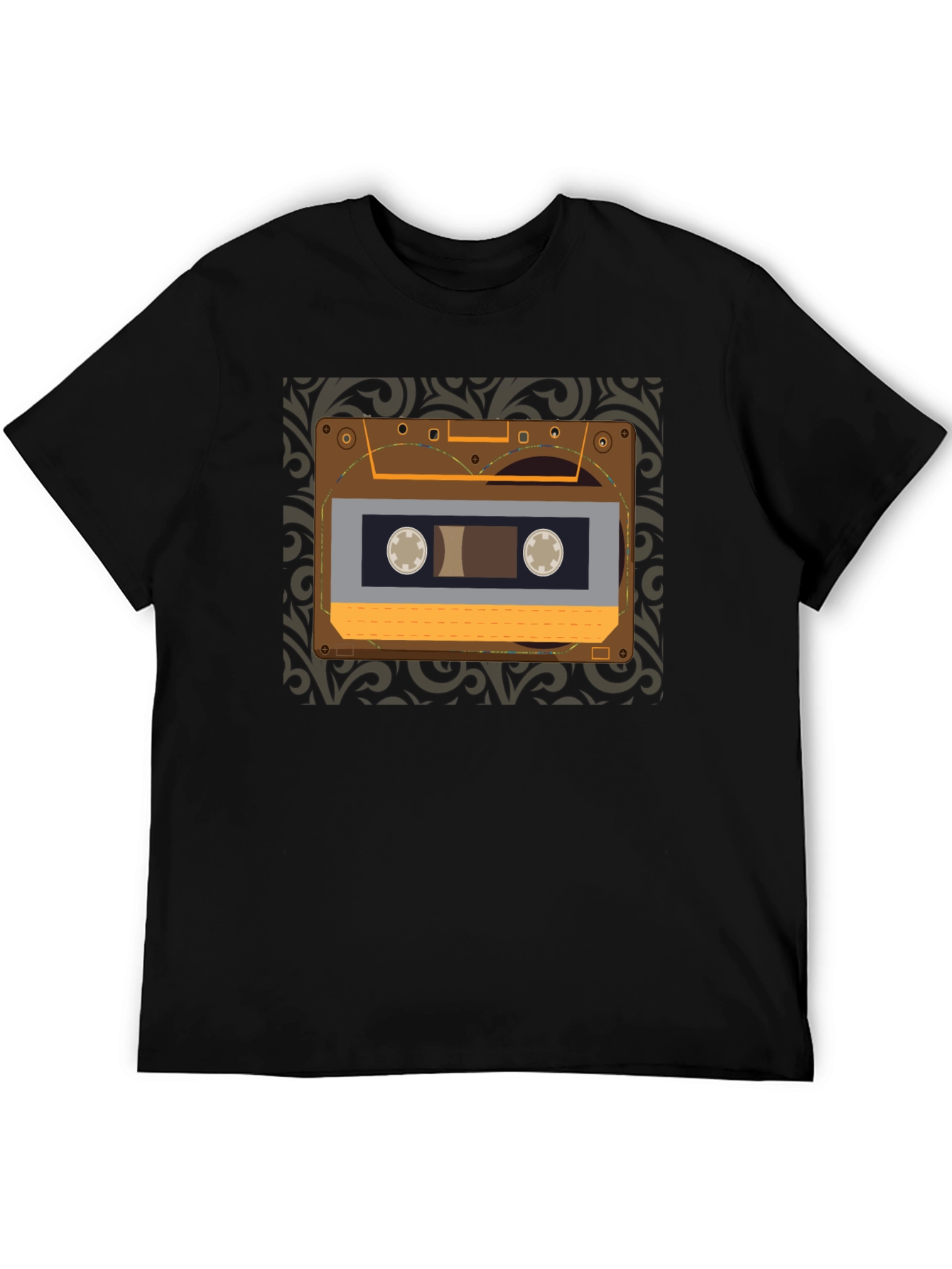 Black Retro Cassette Tape Graphic Tee - Vintage Music Lover Shirt view 5