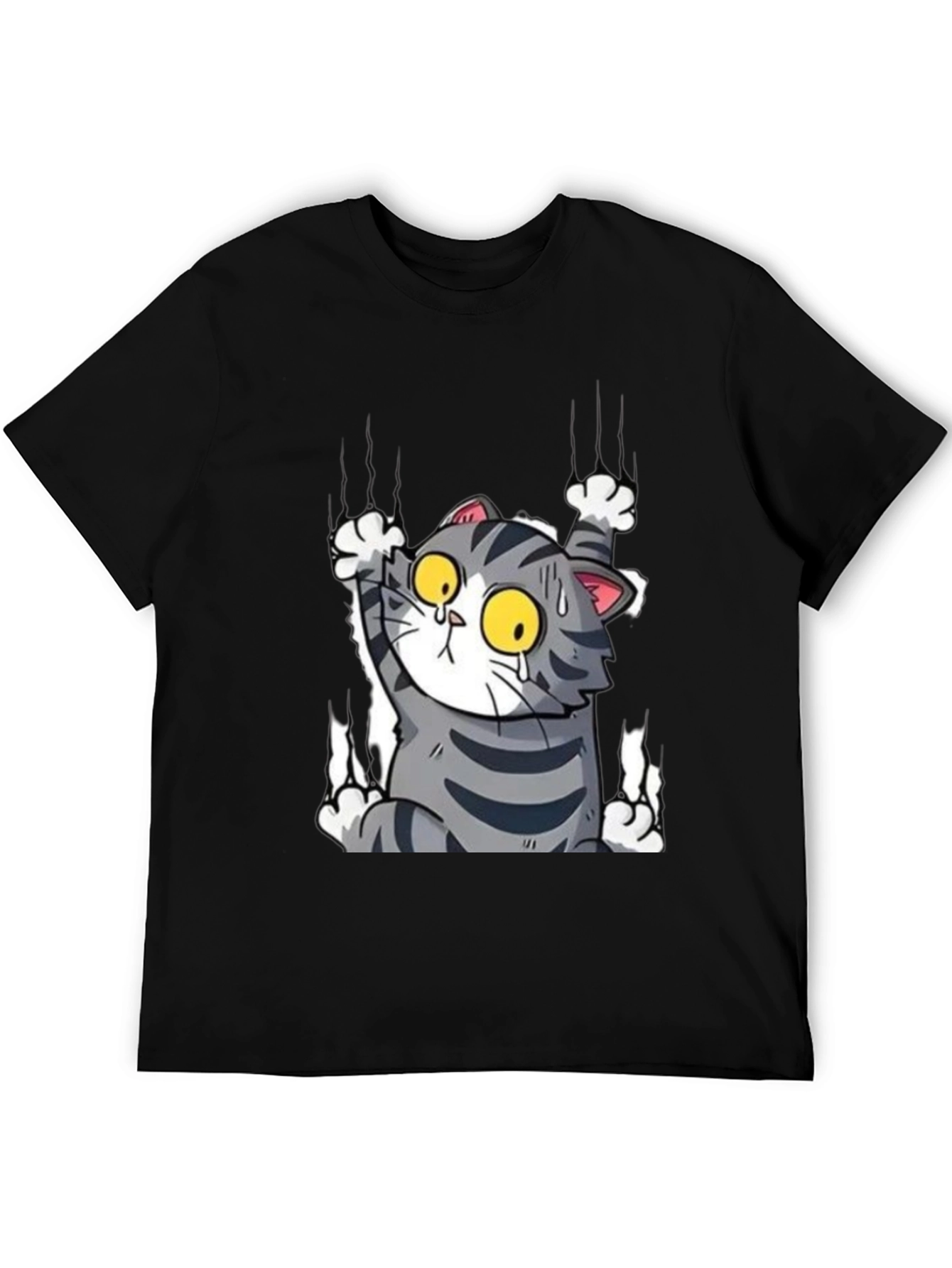 Black Cat Scratch T-Shirt - Funny Graphic Tee view 5
