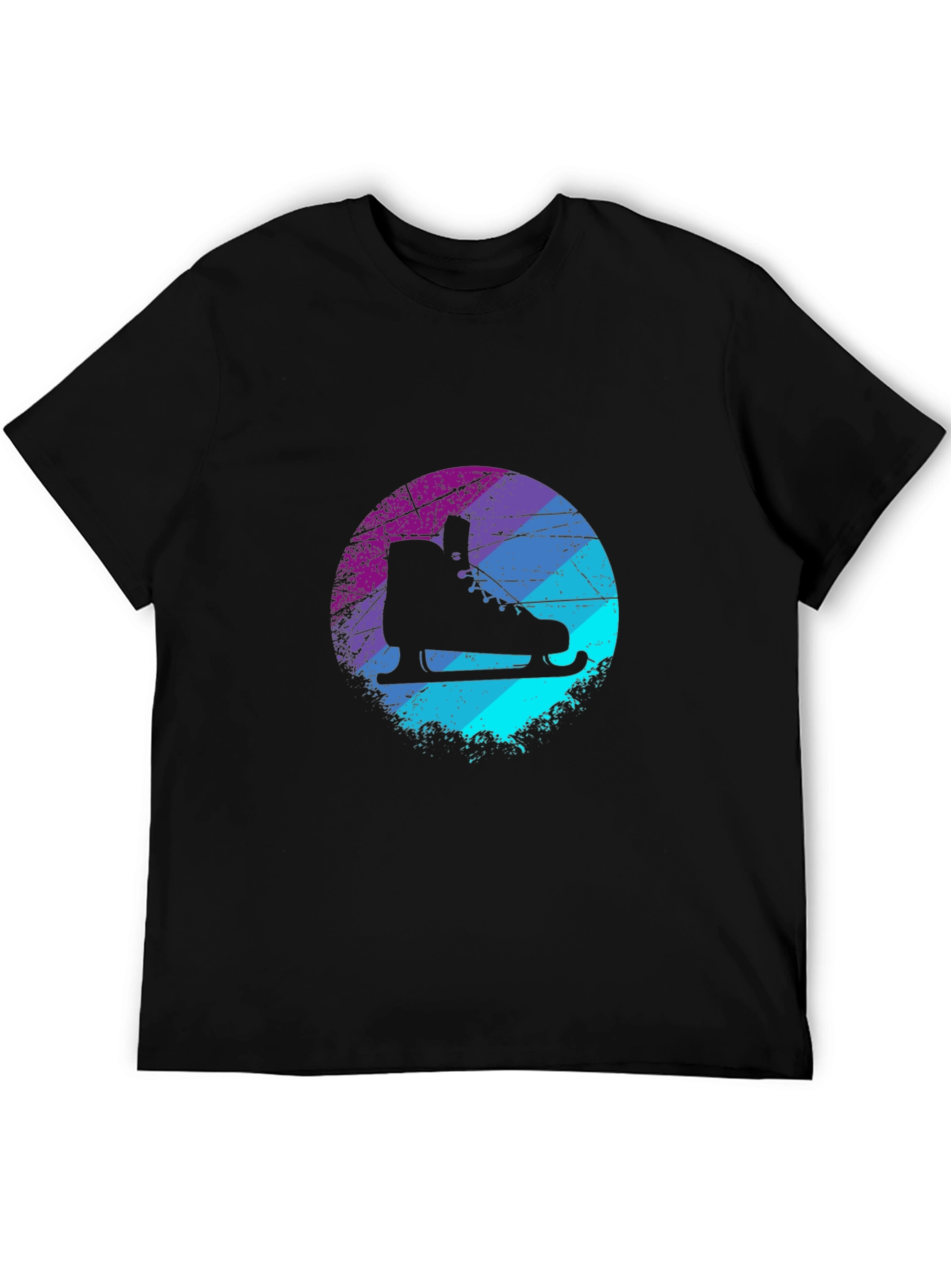 Black Retro Ice Skate Graphic Tee - Cool Skater Style view 5