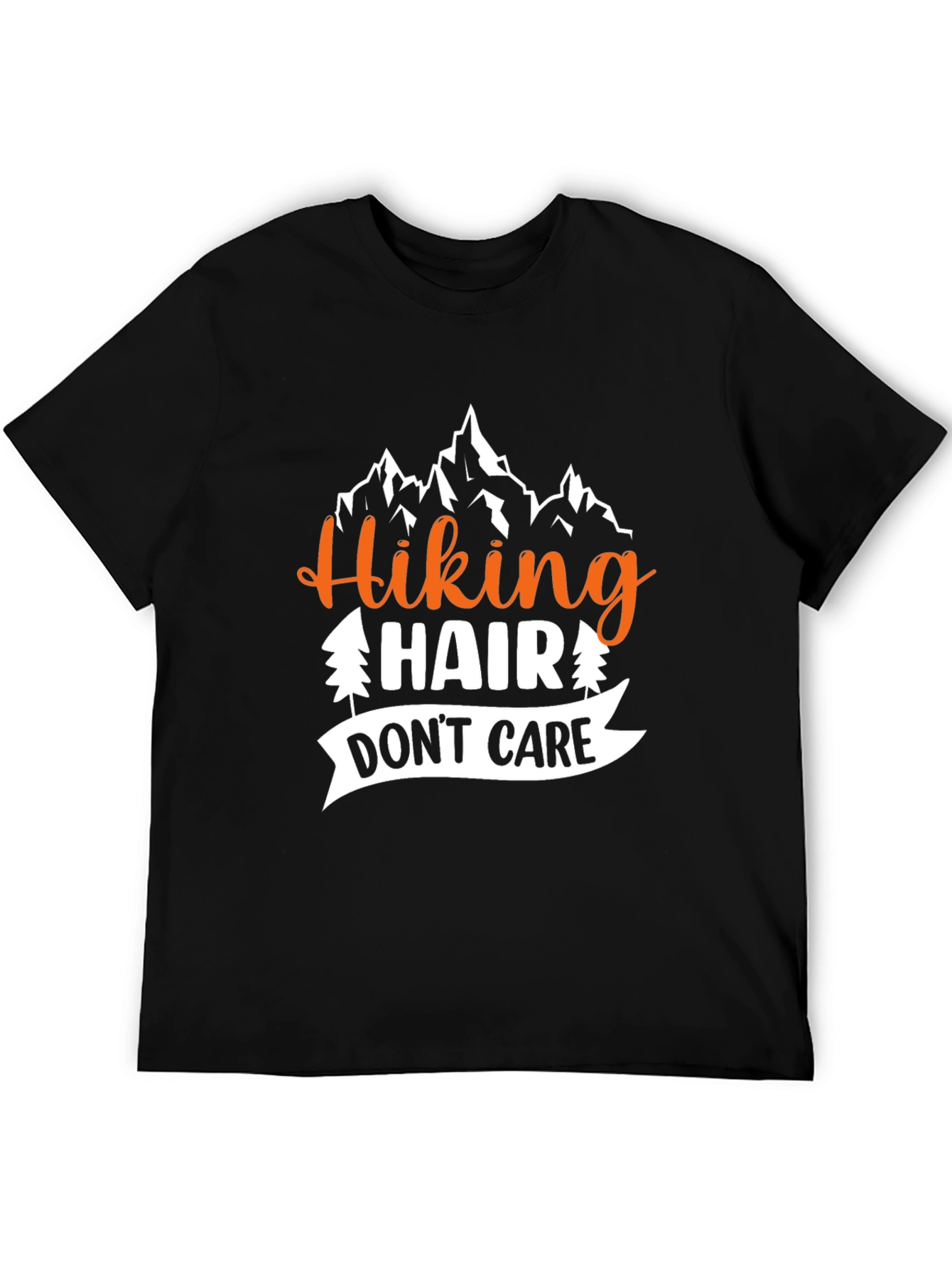 Black Hiking Hair Don't Care Graphic T-Shirt view 5