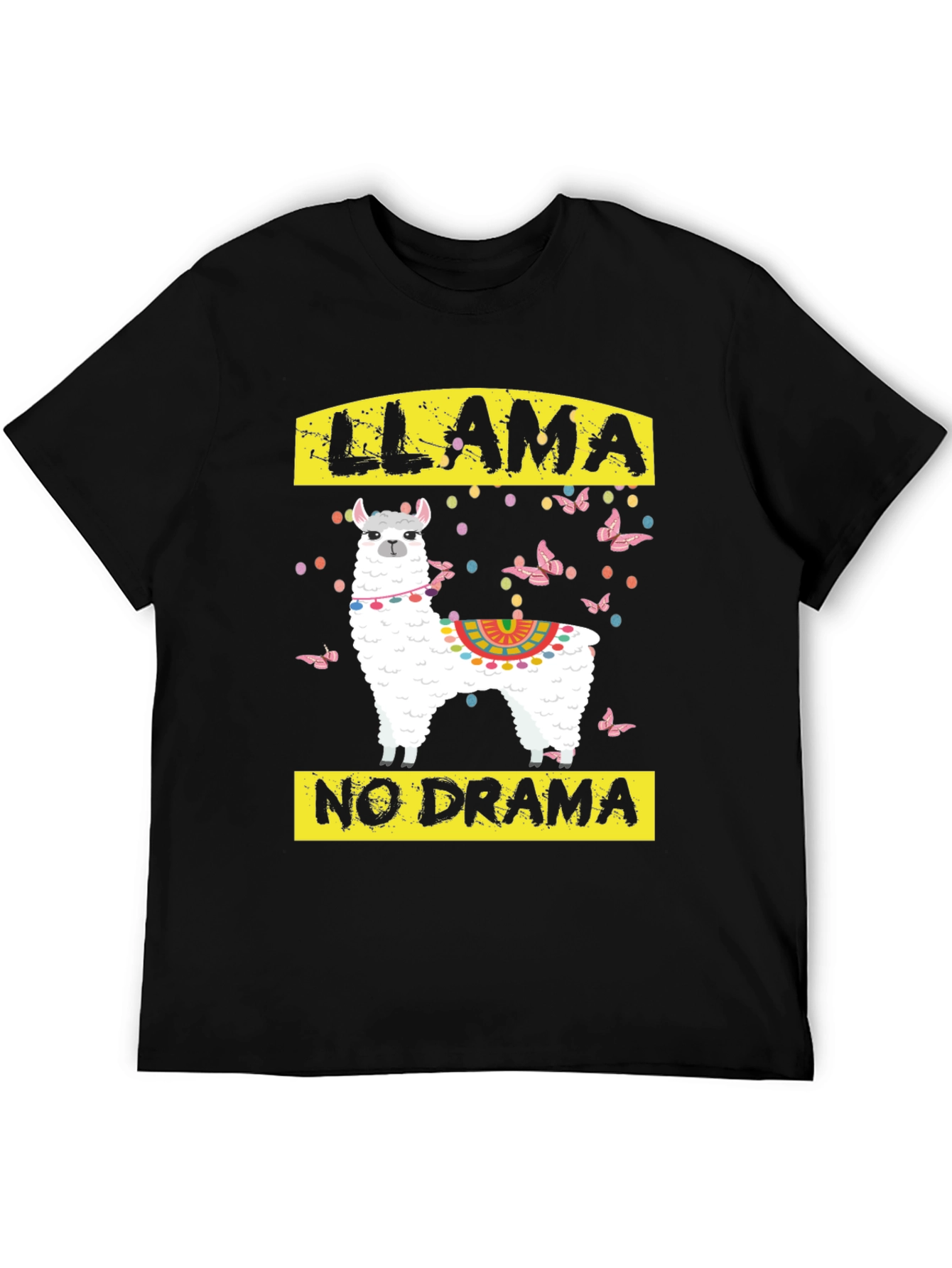 Black Llama No Drama Graphic T-Shirt view 5
