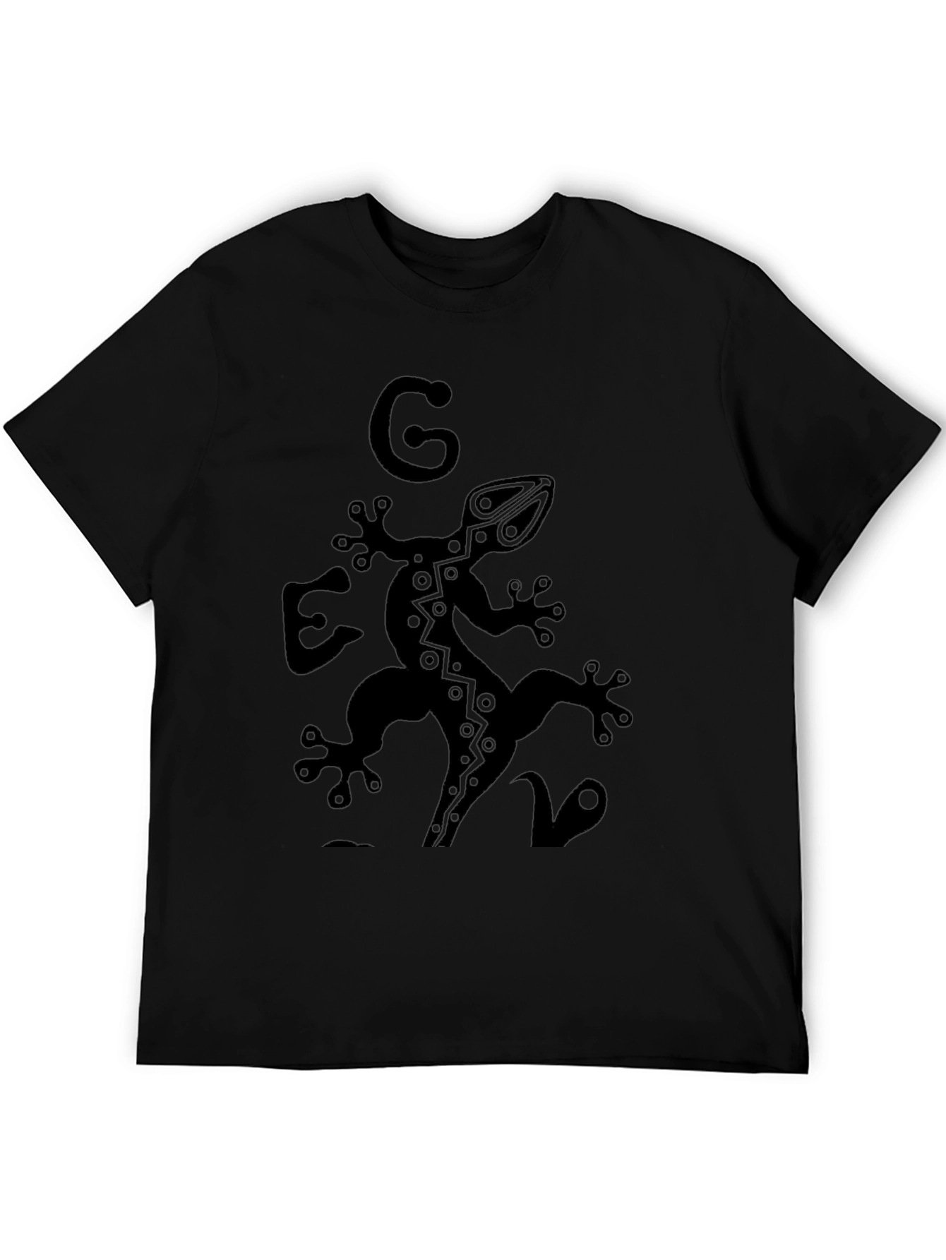 Black Tribal Gecko Graphic Tee - Black view 5