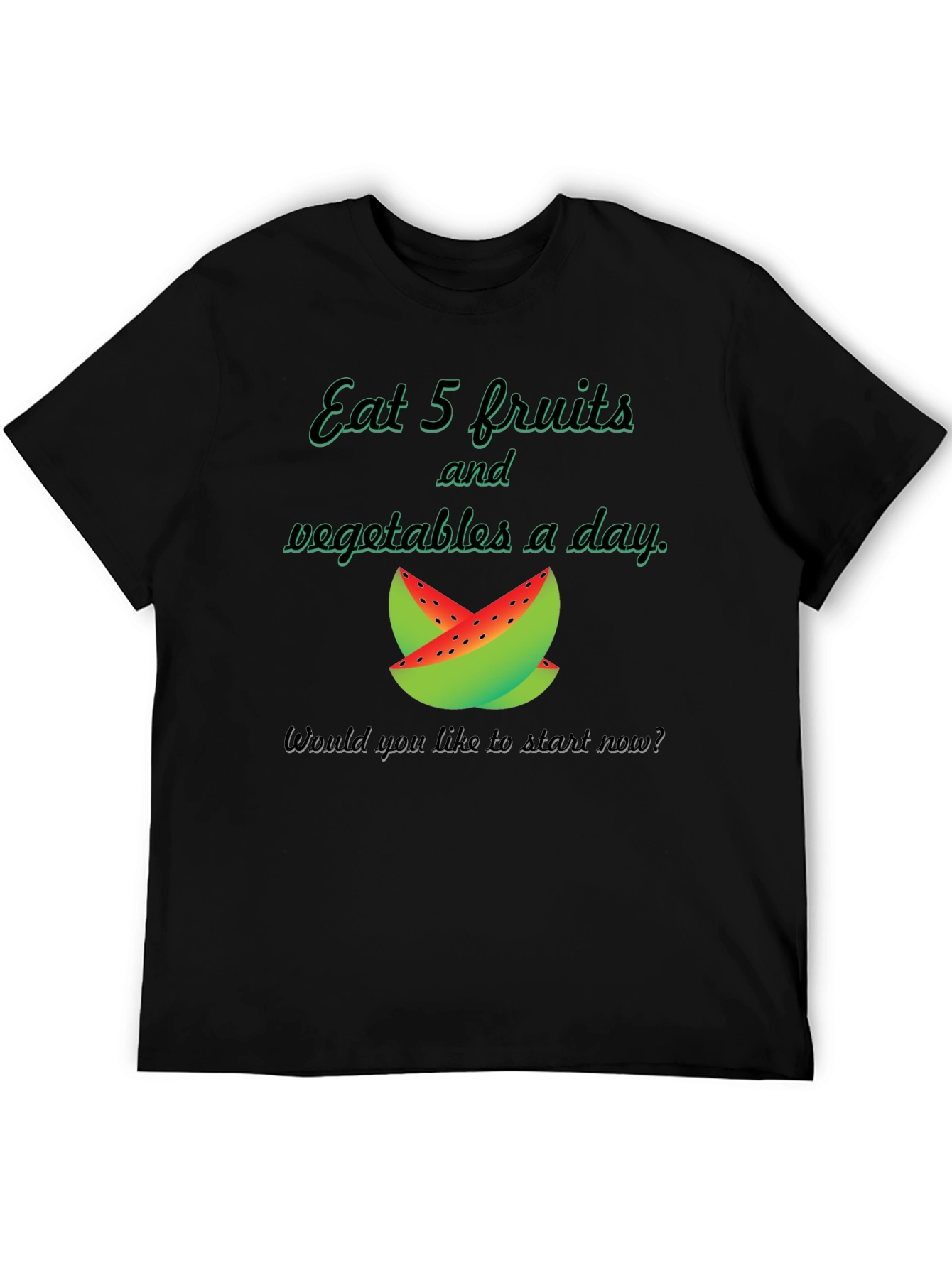 Black Eat 5 Fruits & Vegetables T-Shirt view 5
