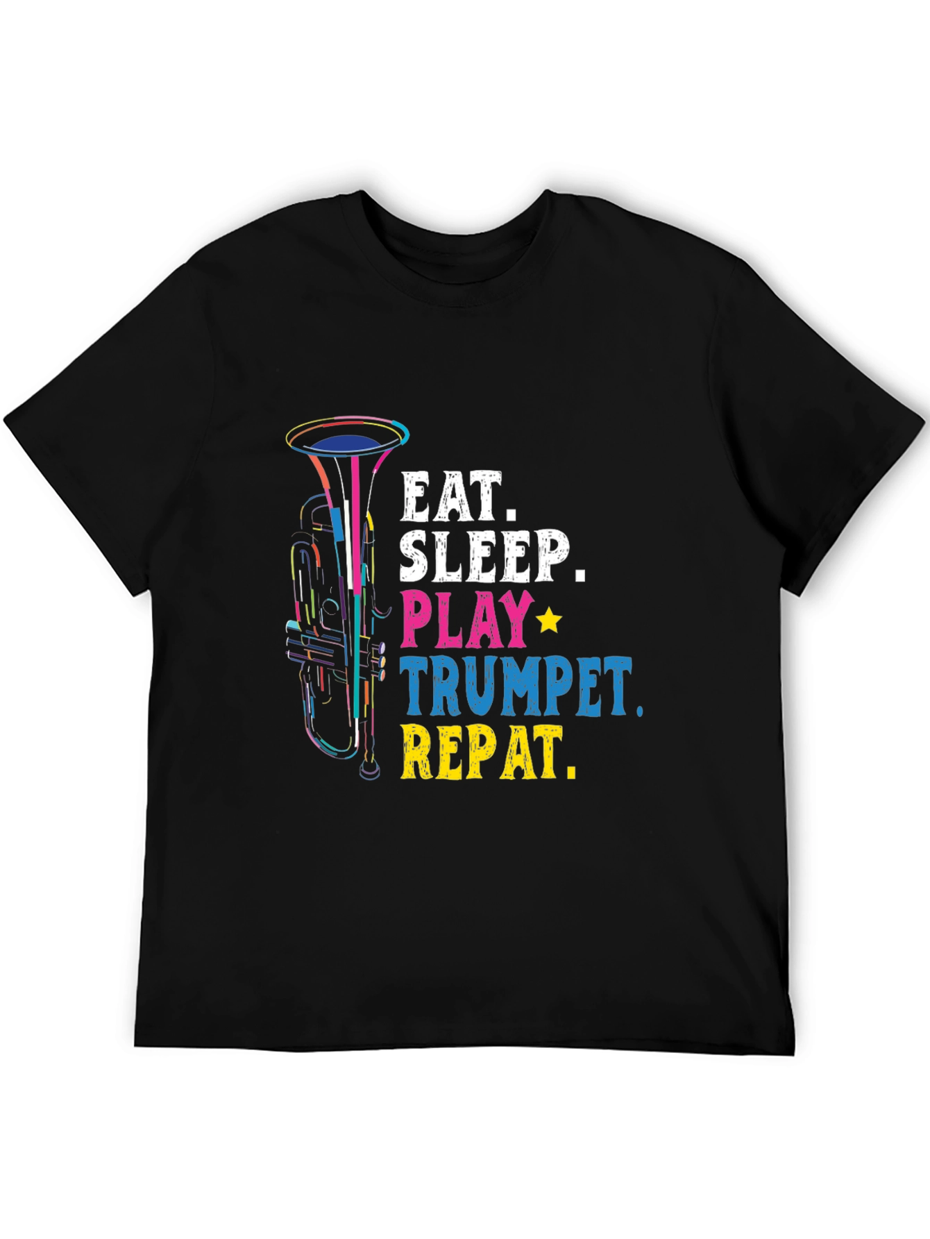 Black Eat Sleep Play Trumpet Repeat T-Shirt Music Lover Gift view 5