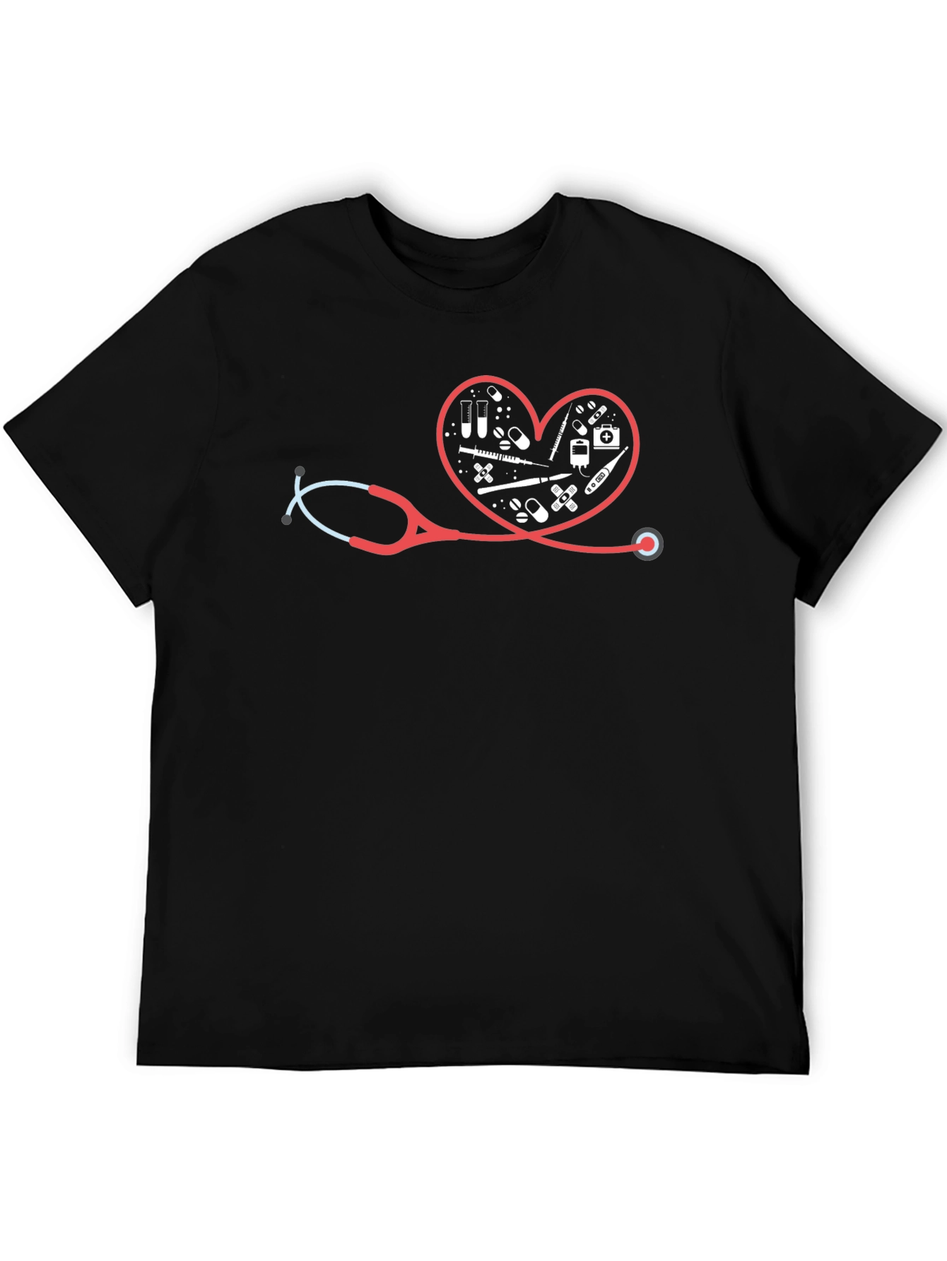 Black Healthcare Heartbeat Graphic T-Shirt view 5