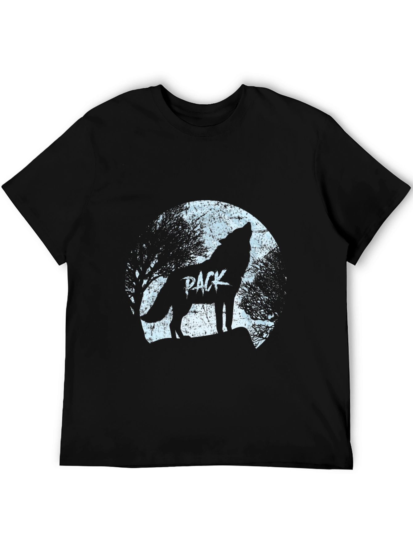 Black Wolf Pack Moon Graphic T-Shirt - Black view 5