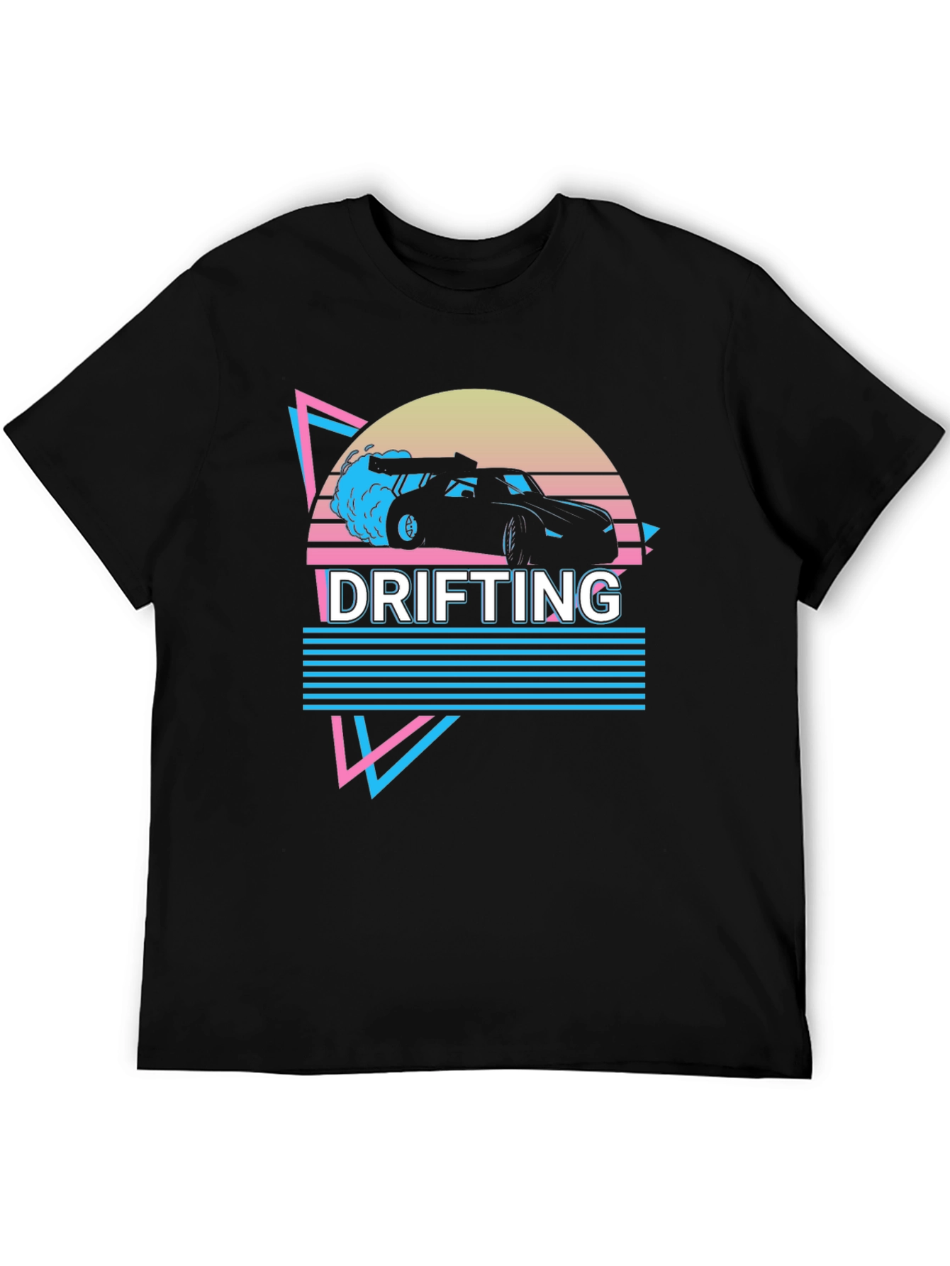 Black Drifting Car Graphic Tee Retro Style view 5