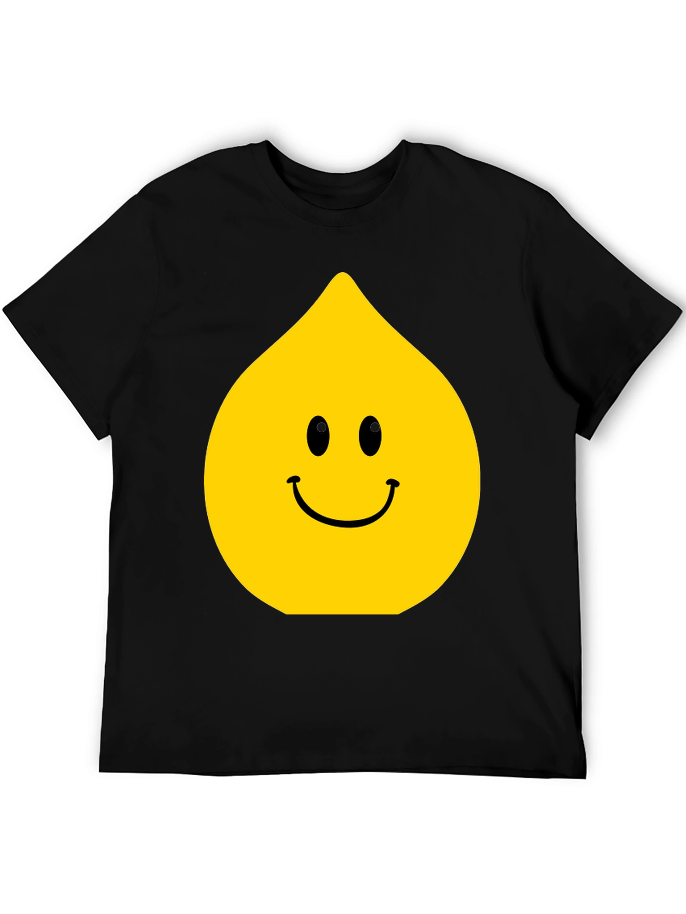 Black Funny Smiley Face Drop Graphic Black T-Shirt view 5