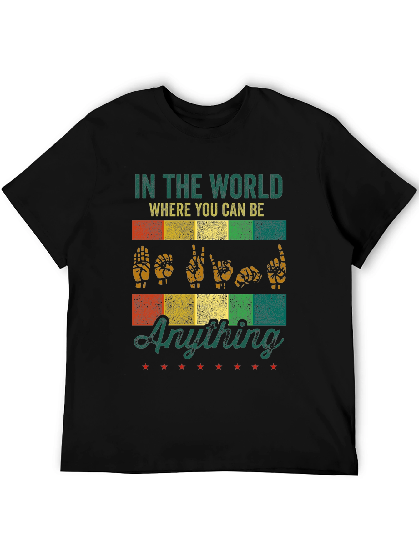Black ASL Anything T-Shirt - Be Kind view 5