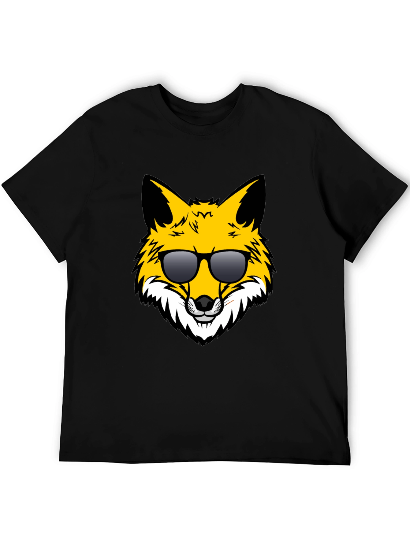 Black Cool Fox Graphic Tee - Black Unisex T-Shirt view 5