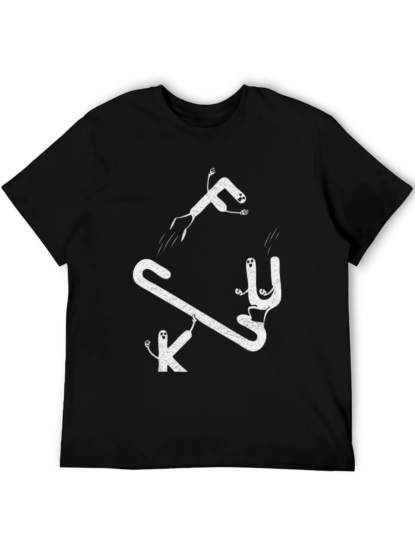 Black Funny Graphic Tee: FK U Cartoon Characters on Black T-Shirt view 5