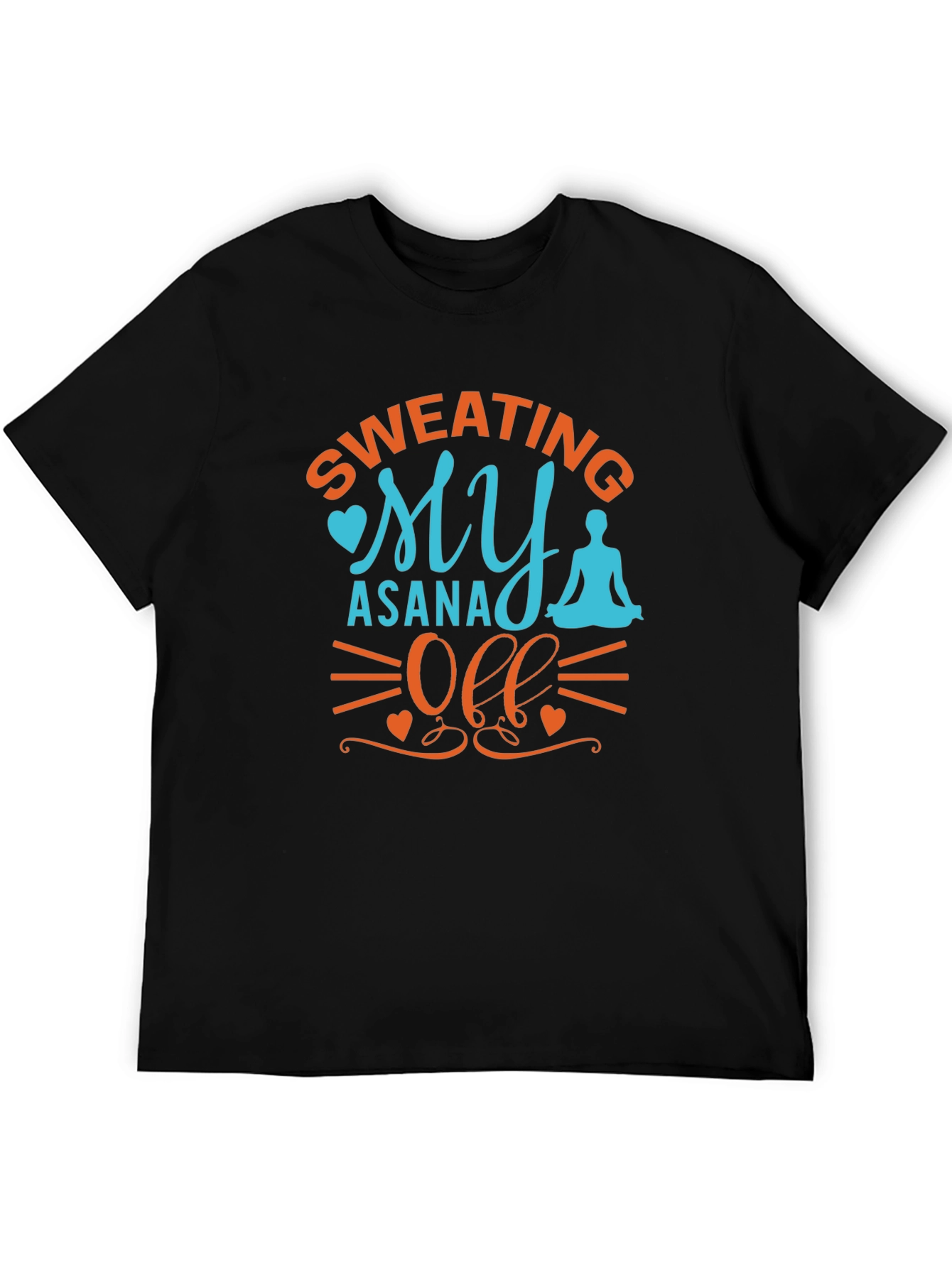 Black Yoga Asana T-Shirt - Sweating My Asana Off view 5