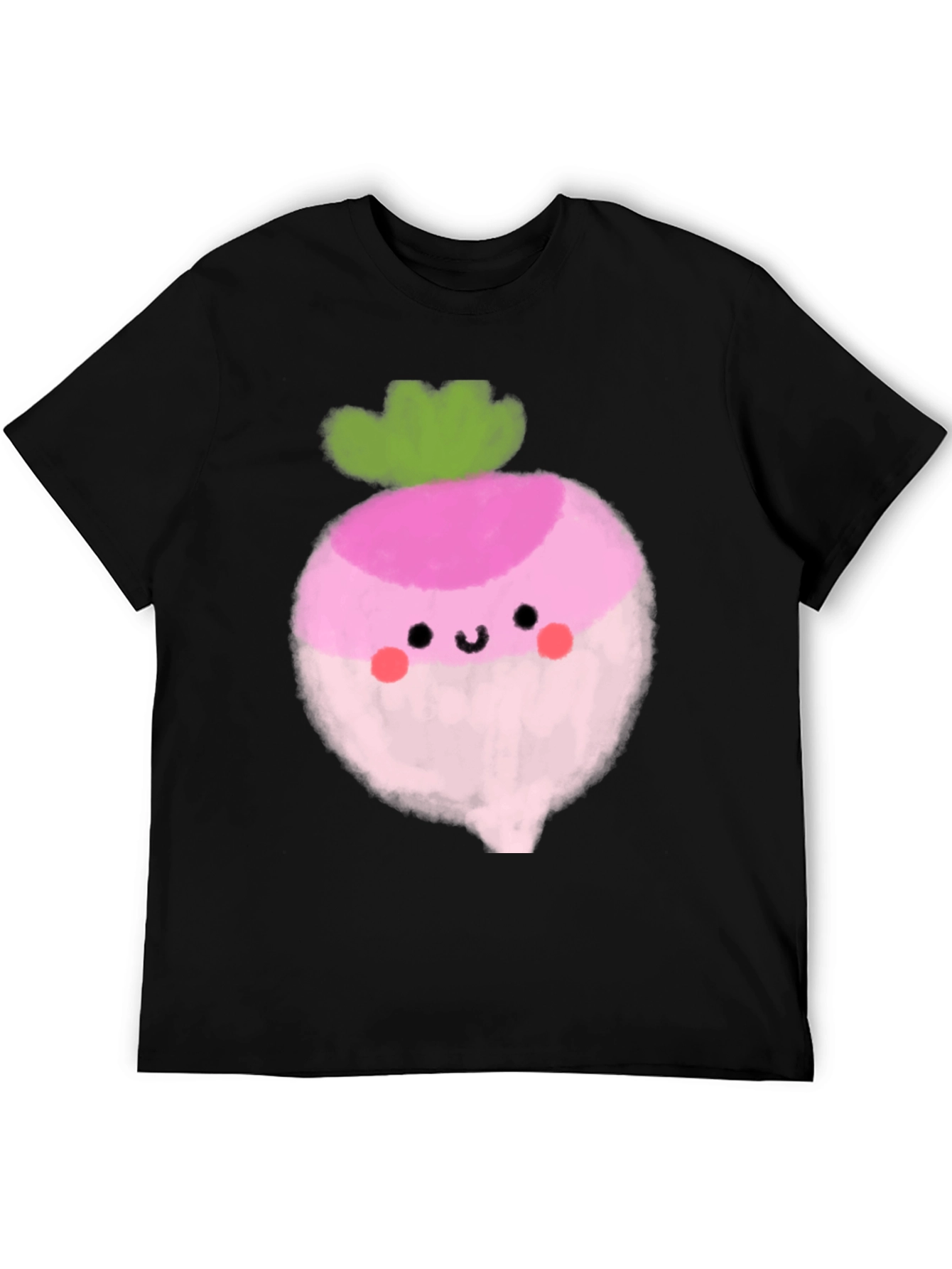 Black Cute Radish Graphic Tee - Black Cotton T-Shirt view 5