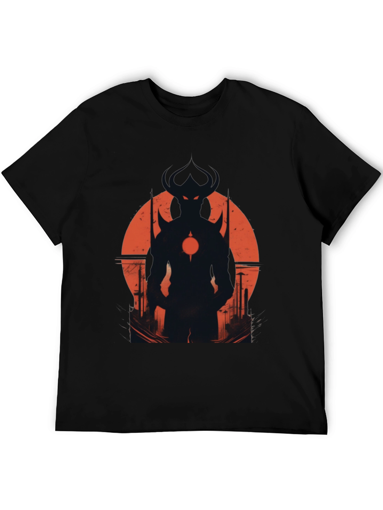 Black Men's Black T-Shirt with Demon Silhouette Graphic view 5
