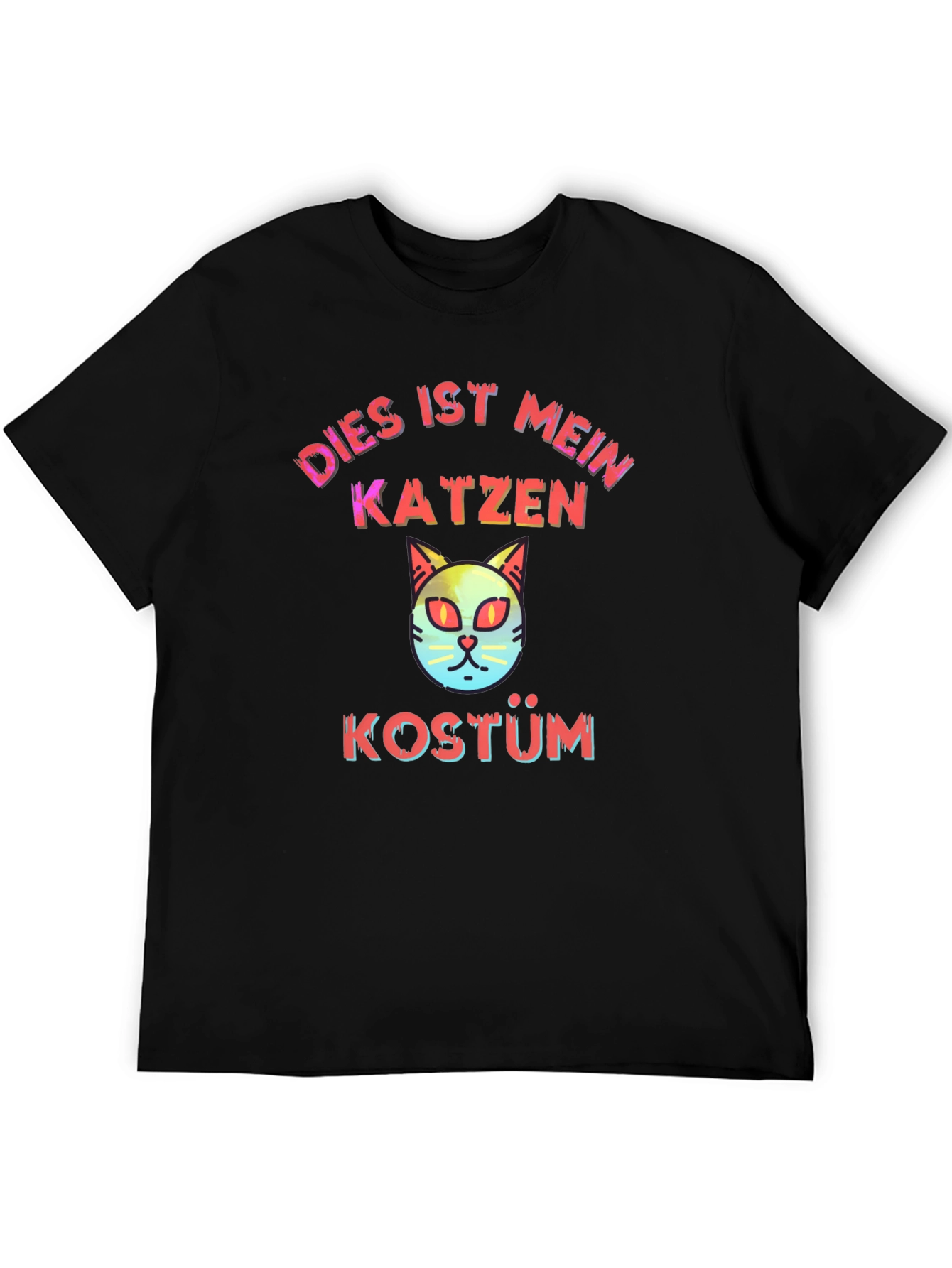 Black Cat Costume German Text T-Shirt view 5