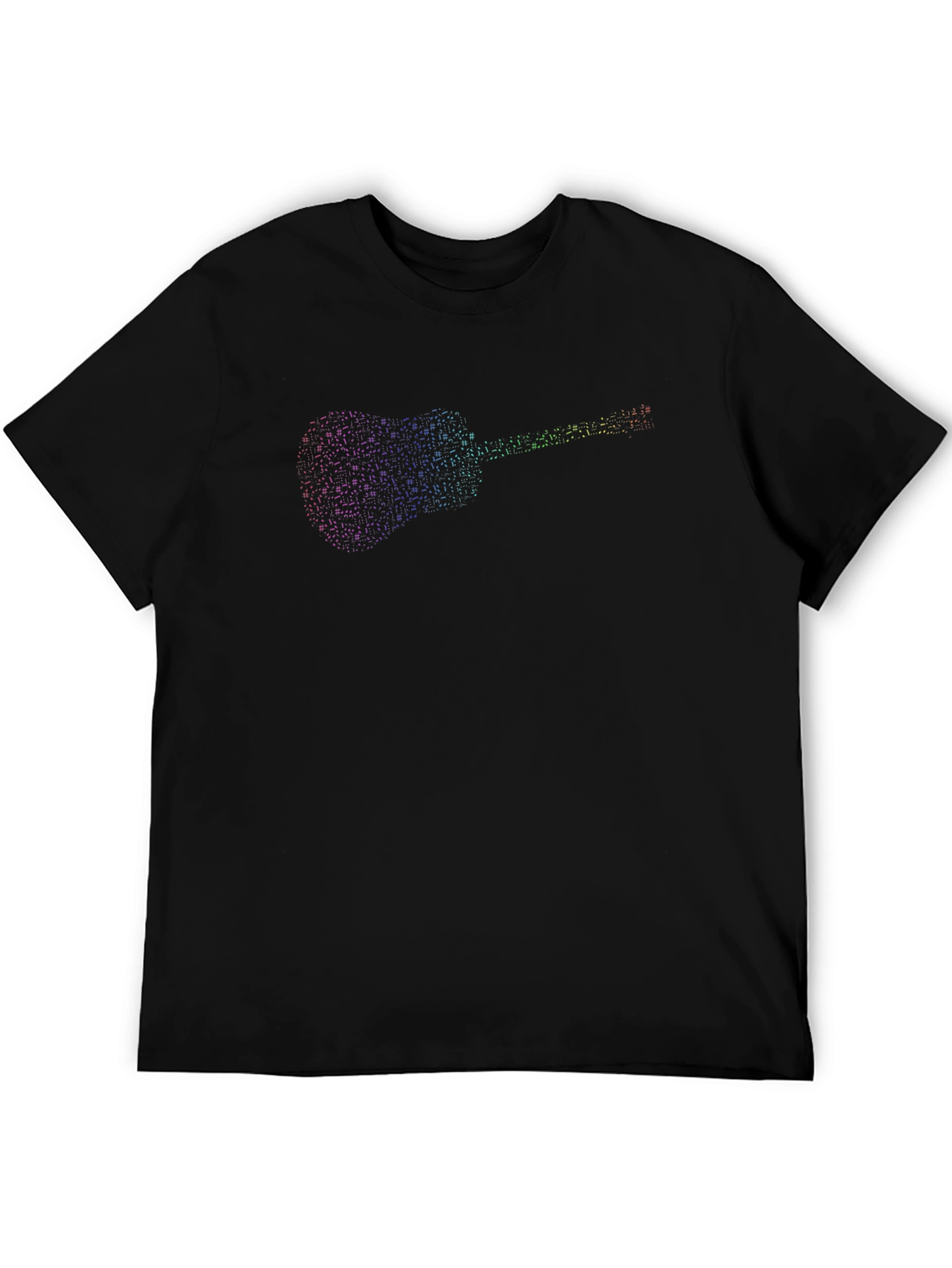 Black Guitar T-Shirt - Musical Rainbow Design view 5