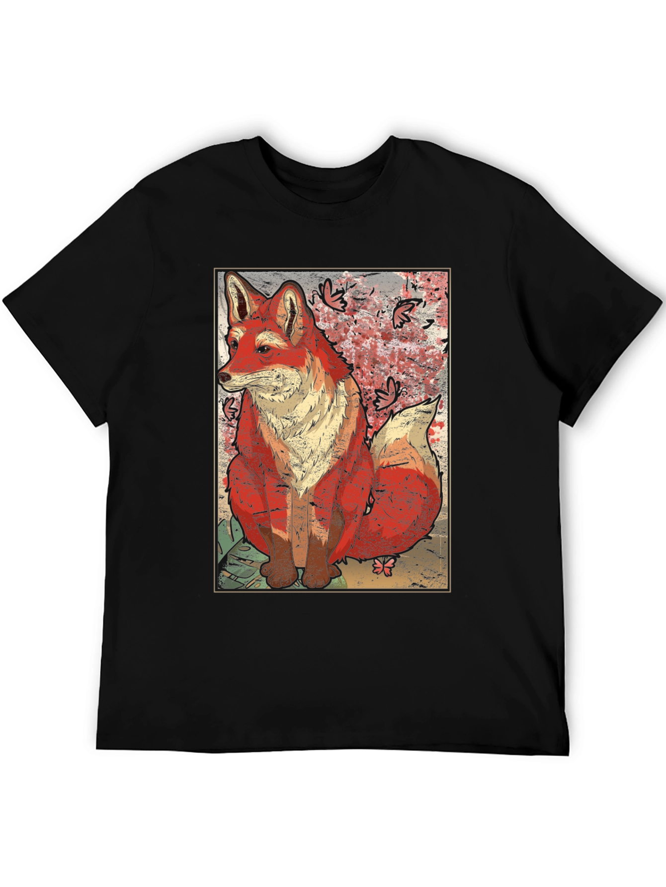 Black Artistic Fox Graphic T-Shirt - Unique Design view 5