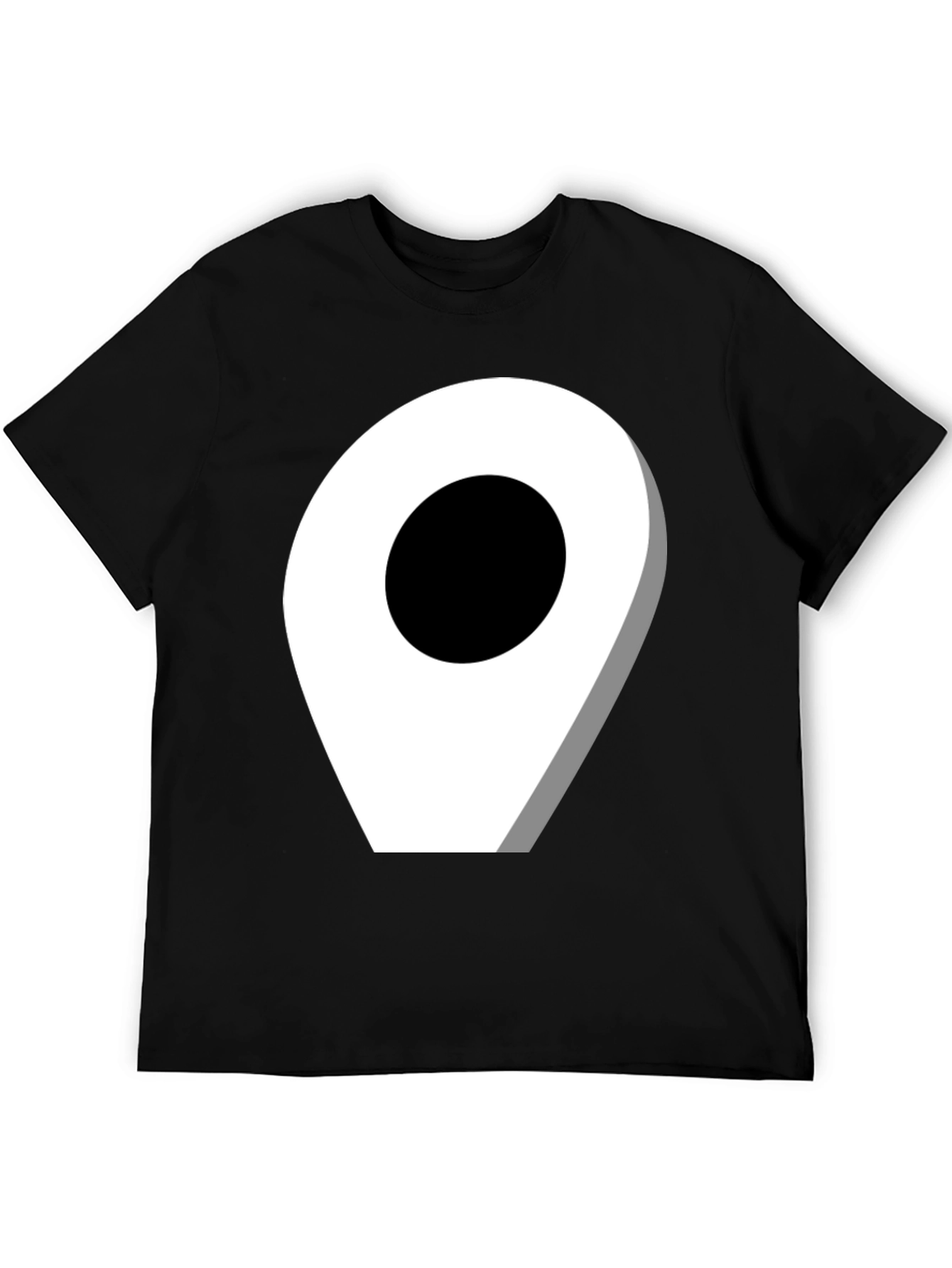 Black Location Pin Graphic Tee - Modern Black T-Shirt view 5