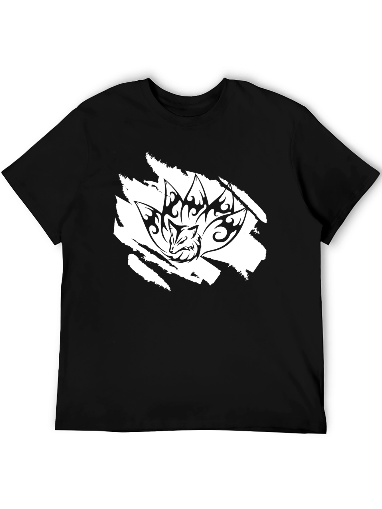 Black Nine-Tailed Fox Graphic Tee - Black view 5