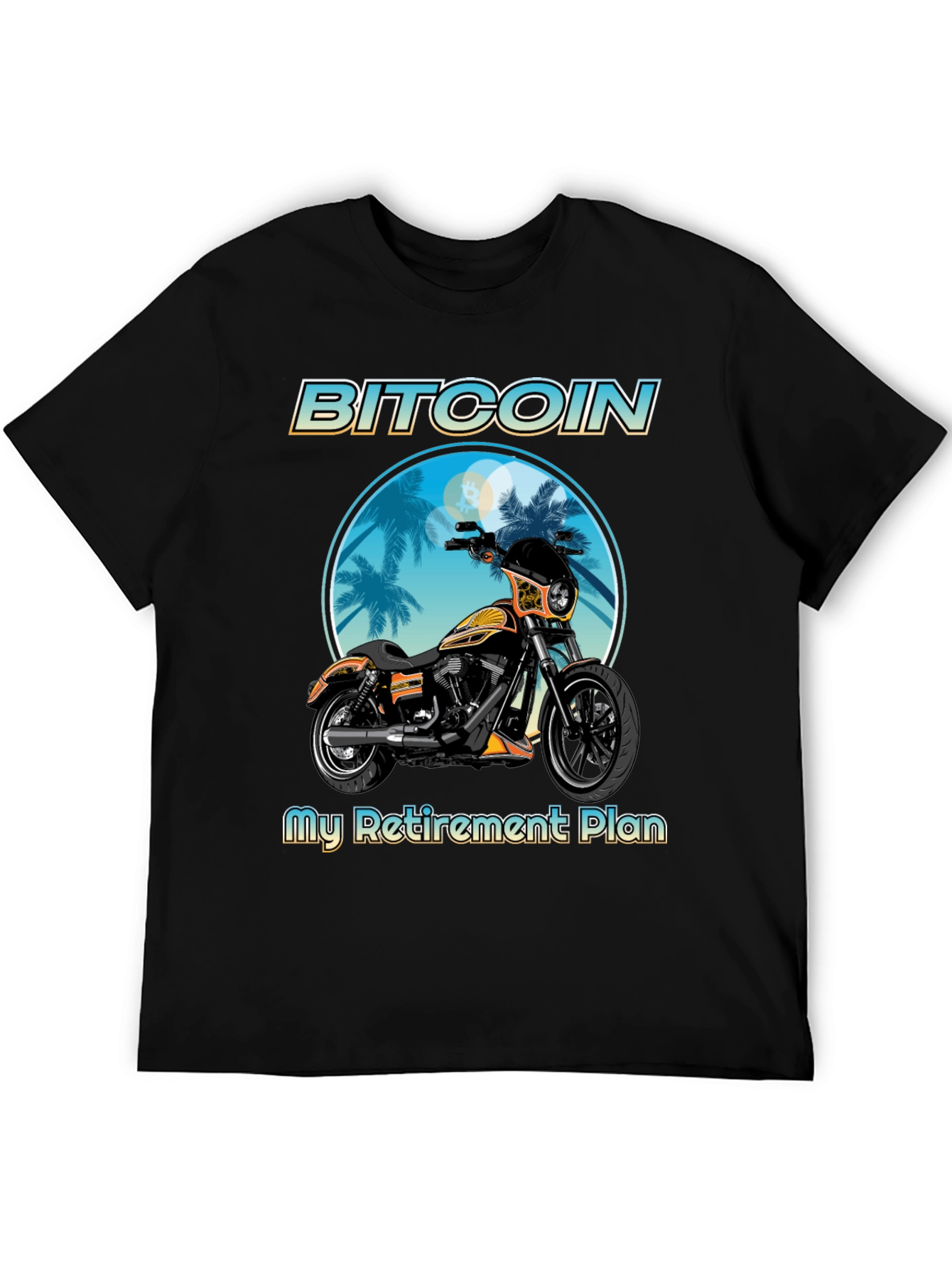 Black Bitcoin Motorcycle Retirement Plan T-Shirt view 5