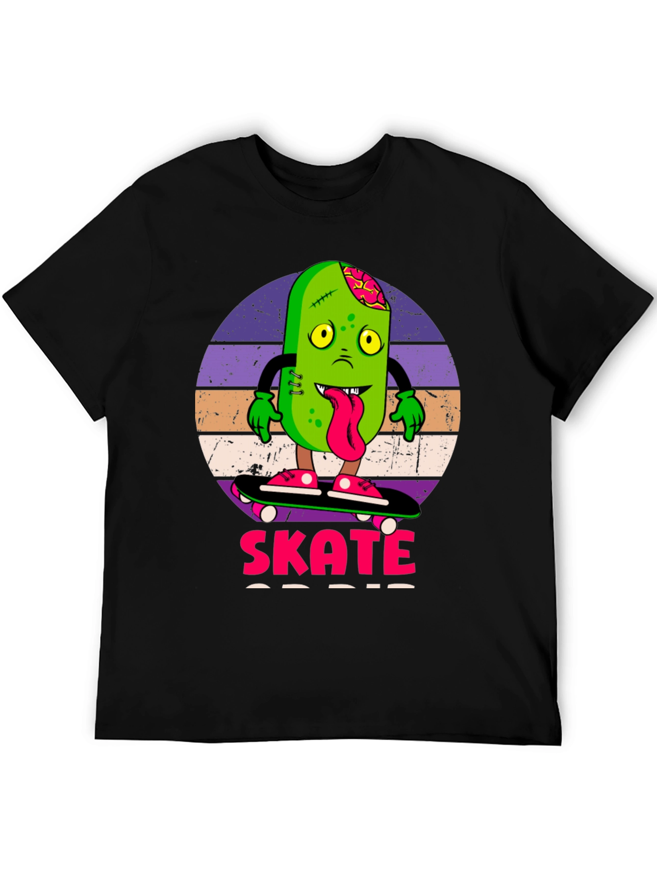 Black Zombie Pickle Skate T-Shirt view 5
