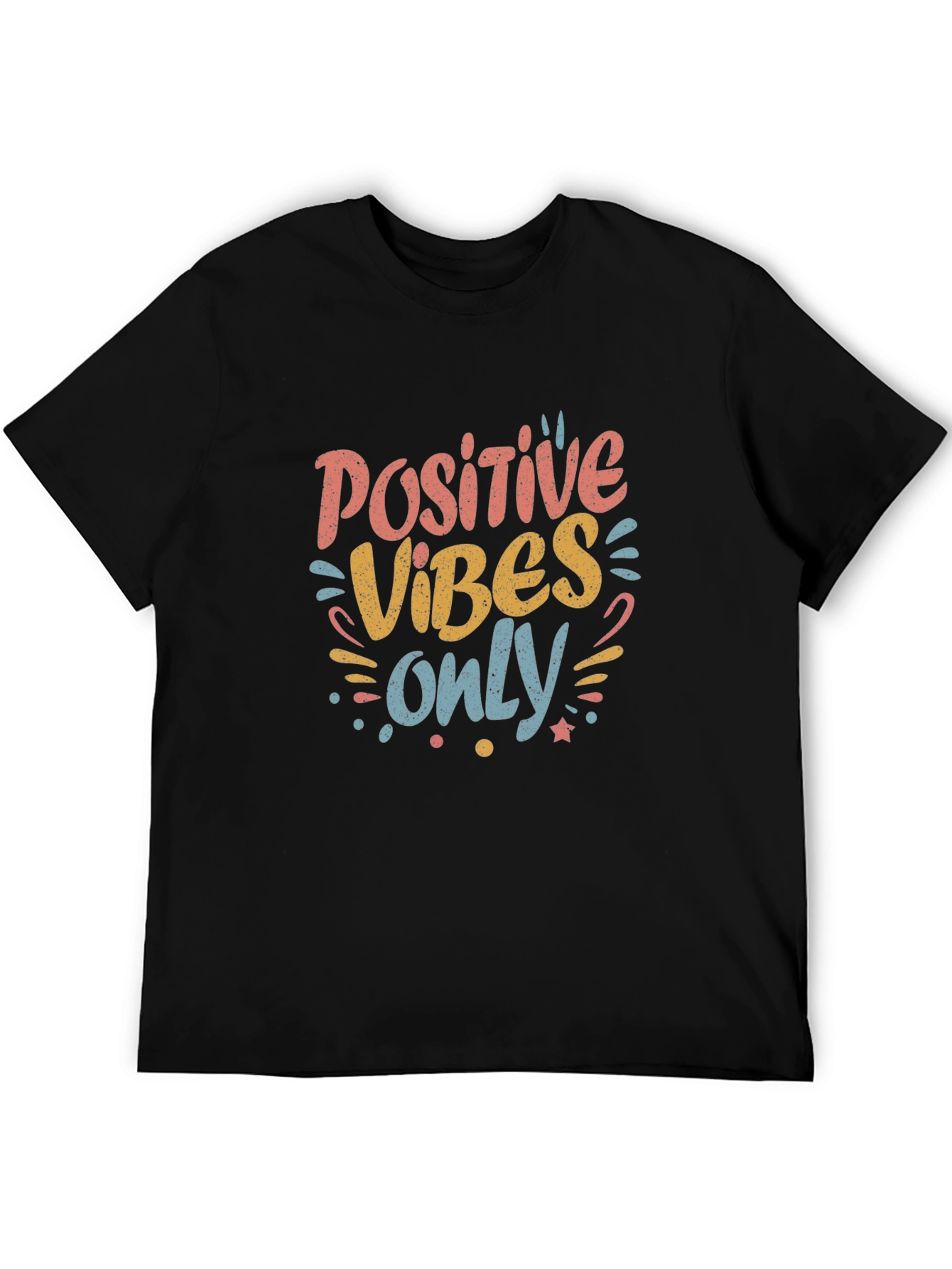 Black Positive Vibes Only Graphic Tee - Black view 5