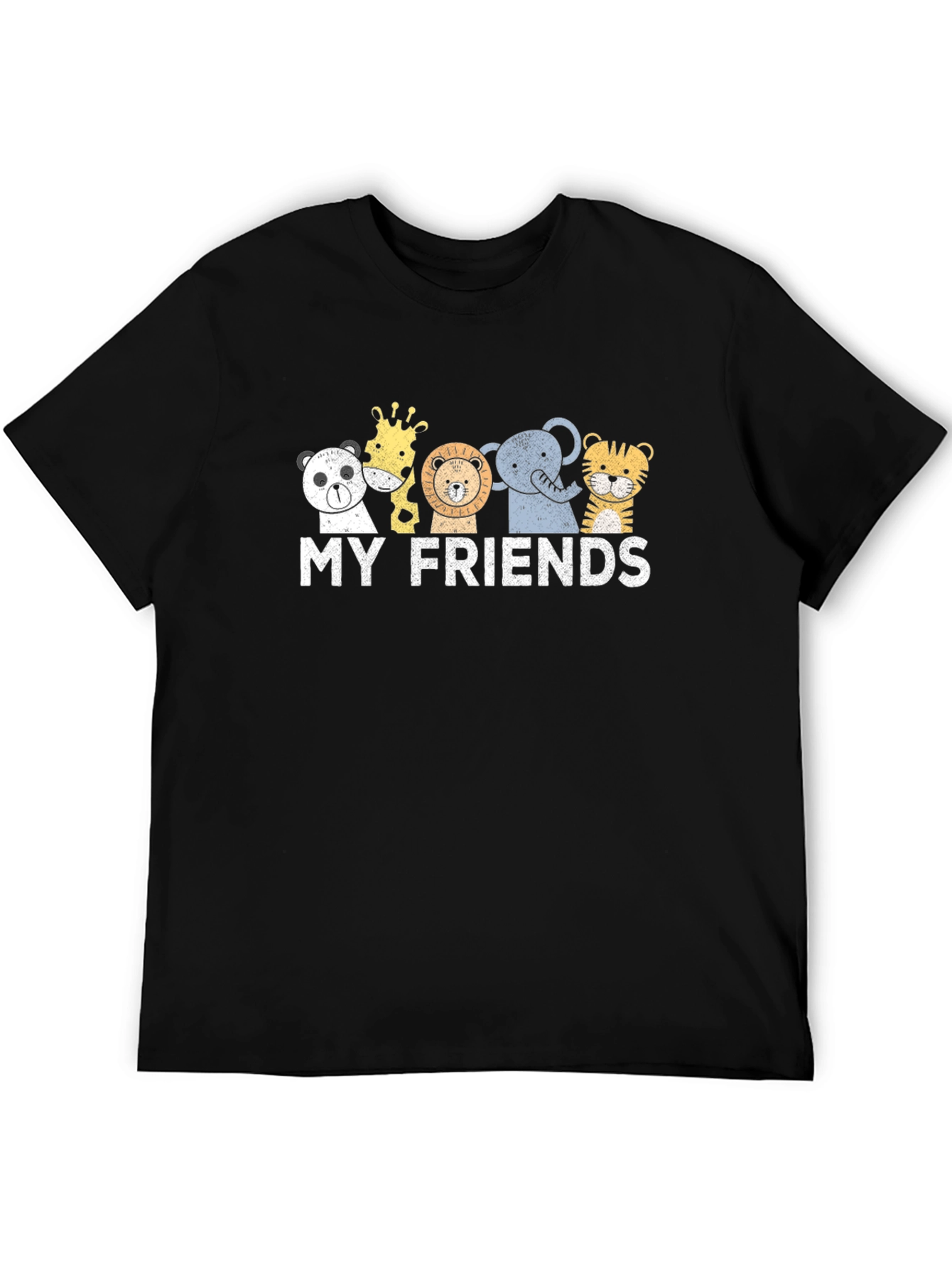 Black Cute Animal Friends Graphic T-Shirt view 5