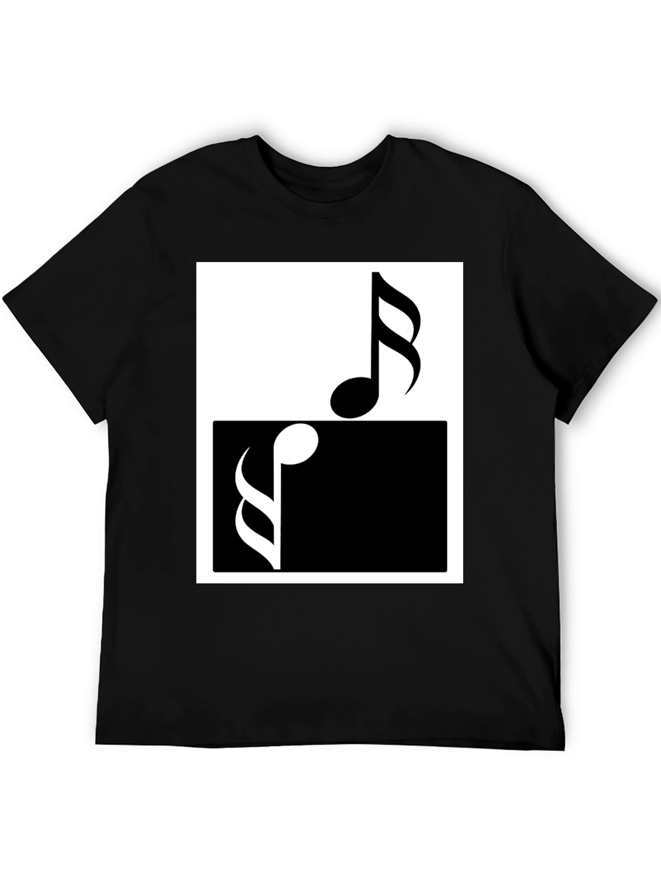 Black Music Notes Yin Yang T-Shirt view 5