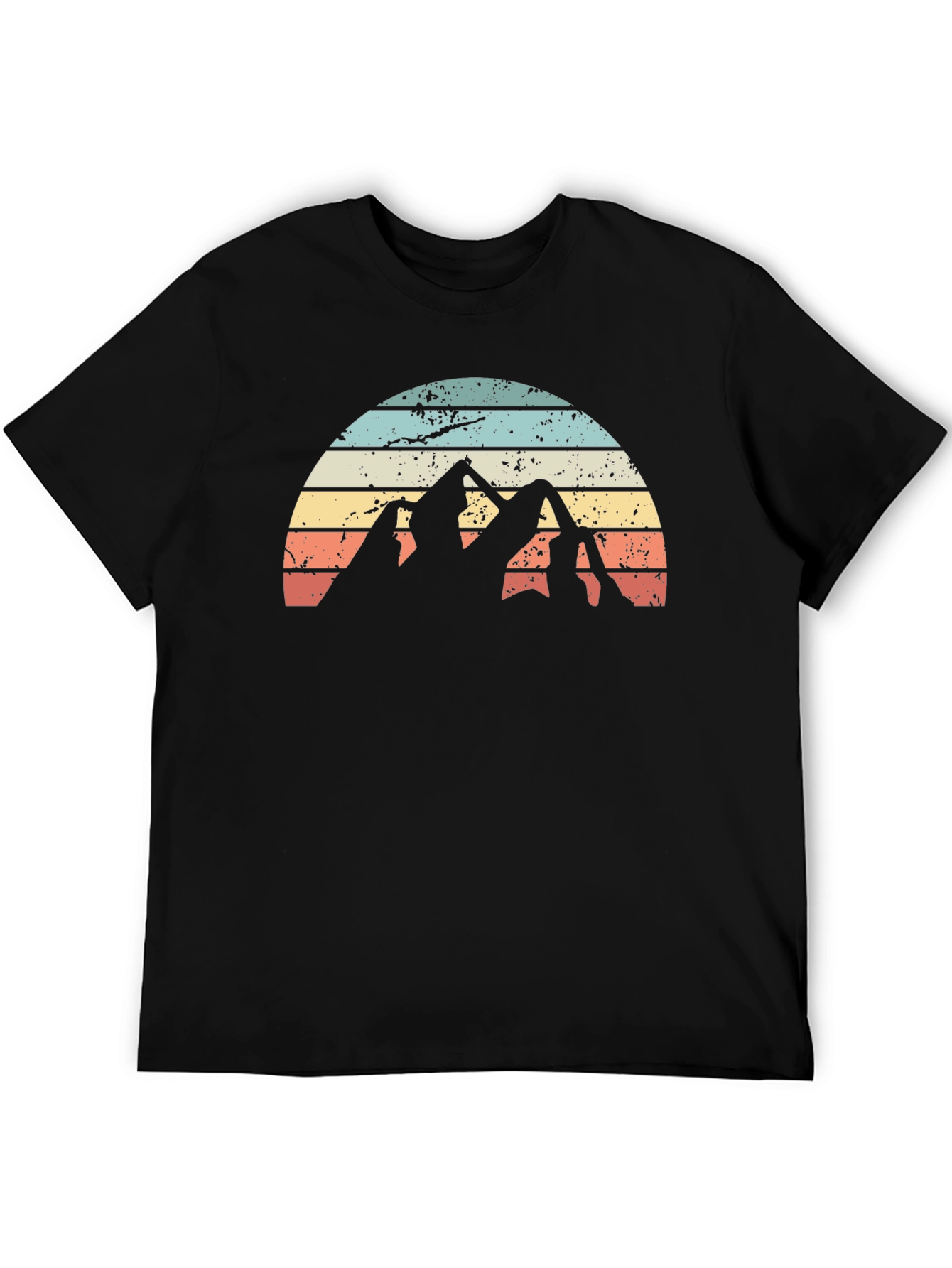 Black Vintage Mountain Sunset Graphic Tee - Black view 5