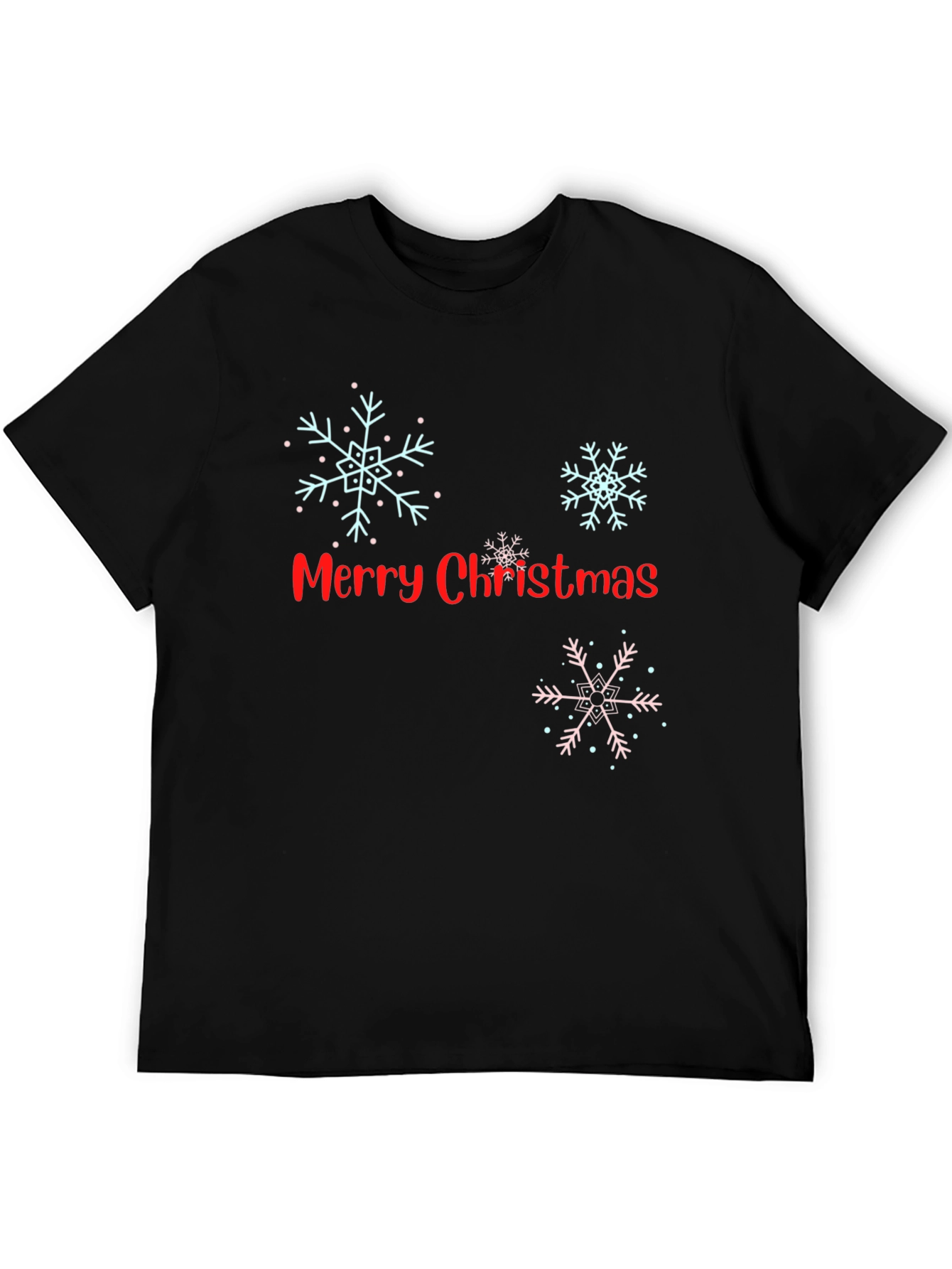 Black Merry Christmas Snowflake Graphic Tee view 5