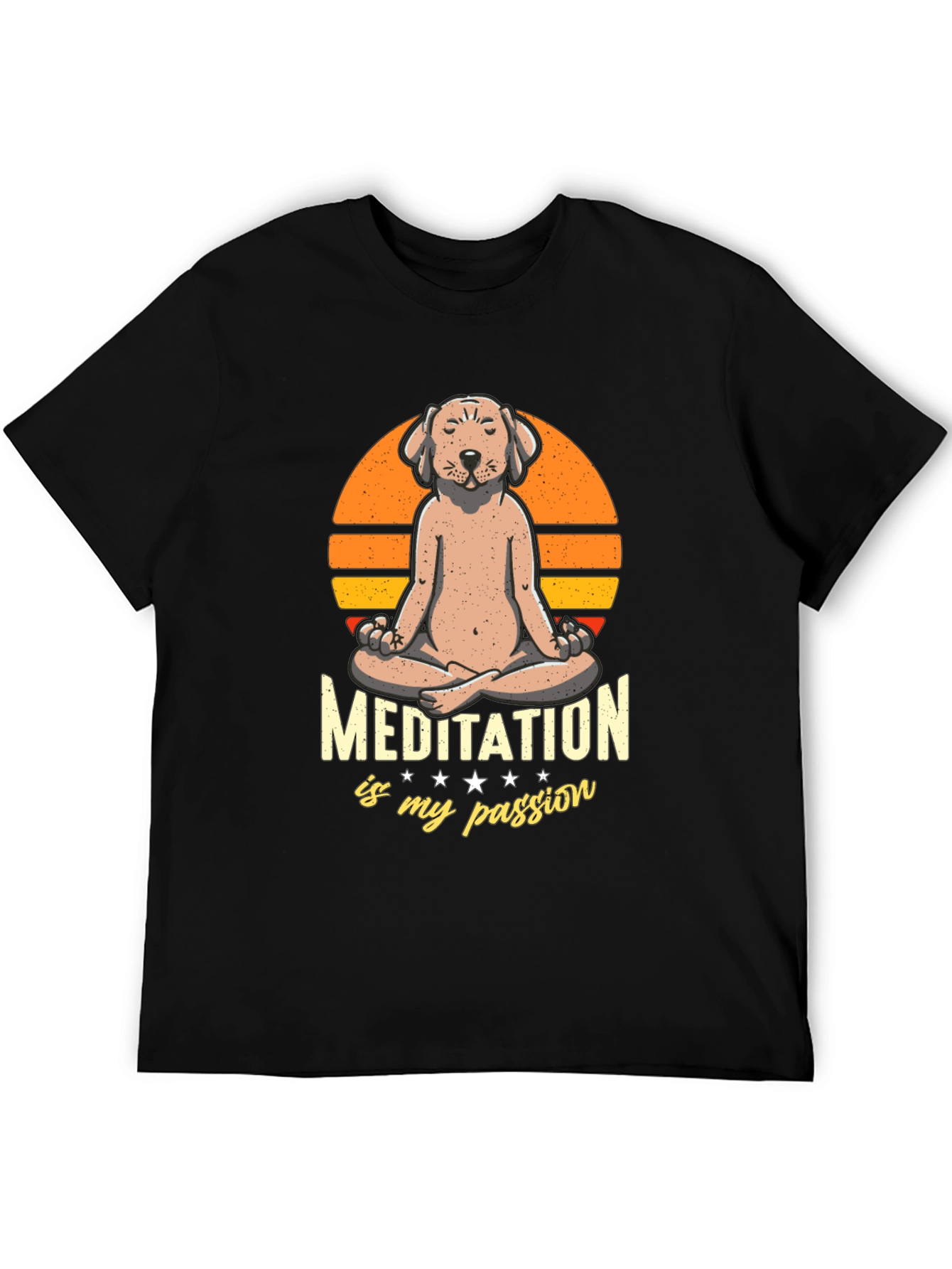 Black Meditating Dog T-Shirt - Find Your Zen view 5