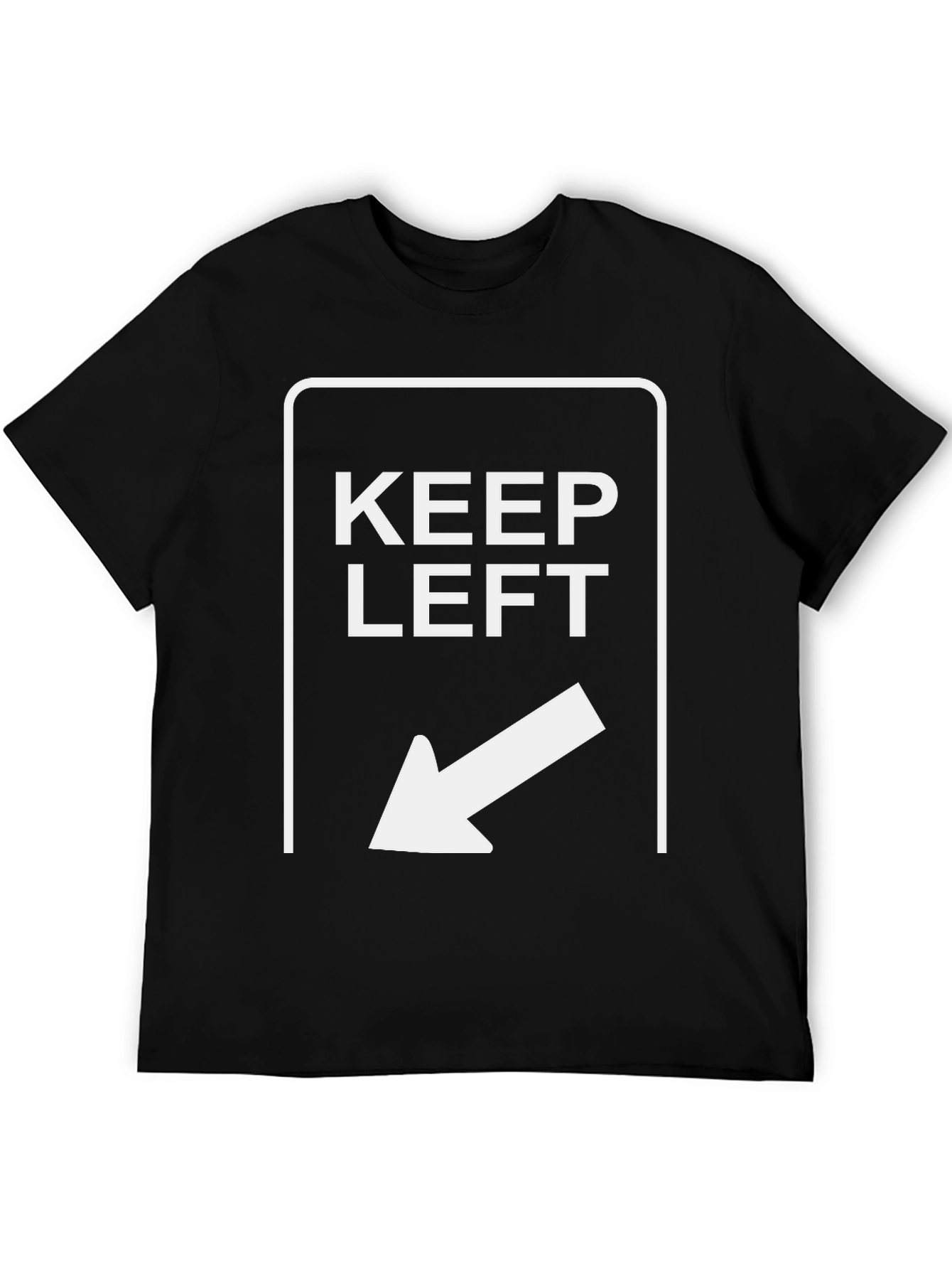 Black Keep Left Arrow Graphic T-Shirt - Directional Tee view 5