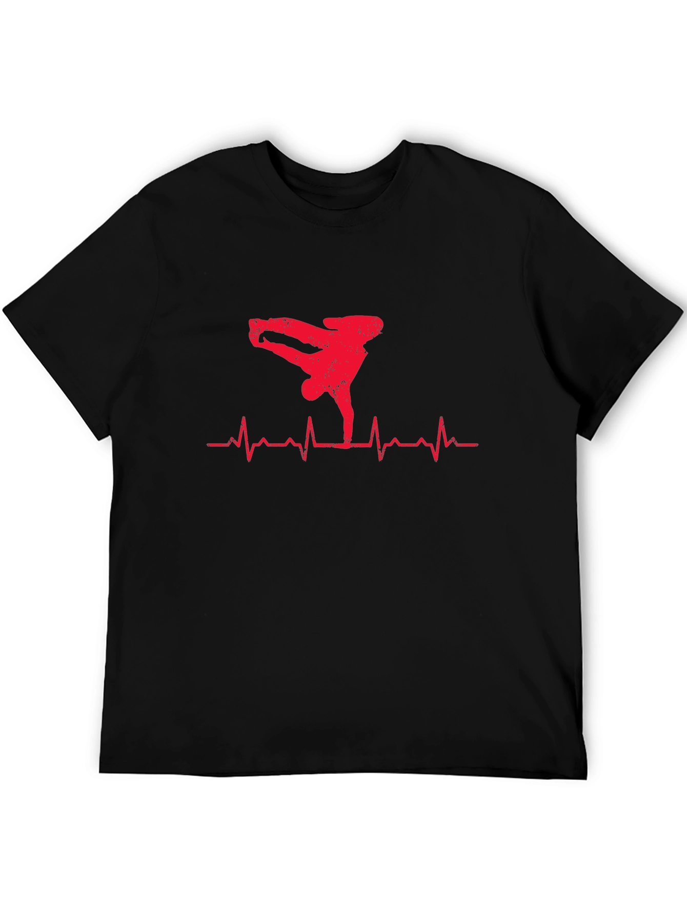 Black Breakdance Heartbeat Graphic Tee - Men's Black T-Shirt view 5